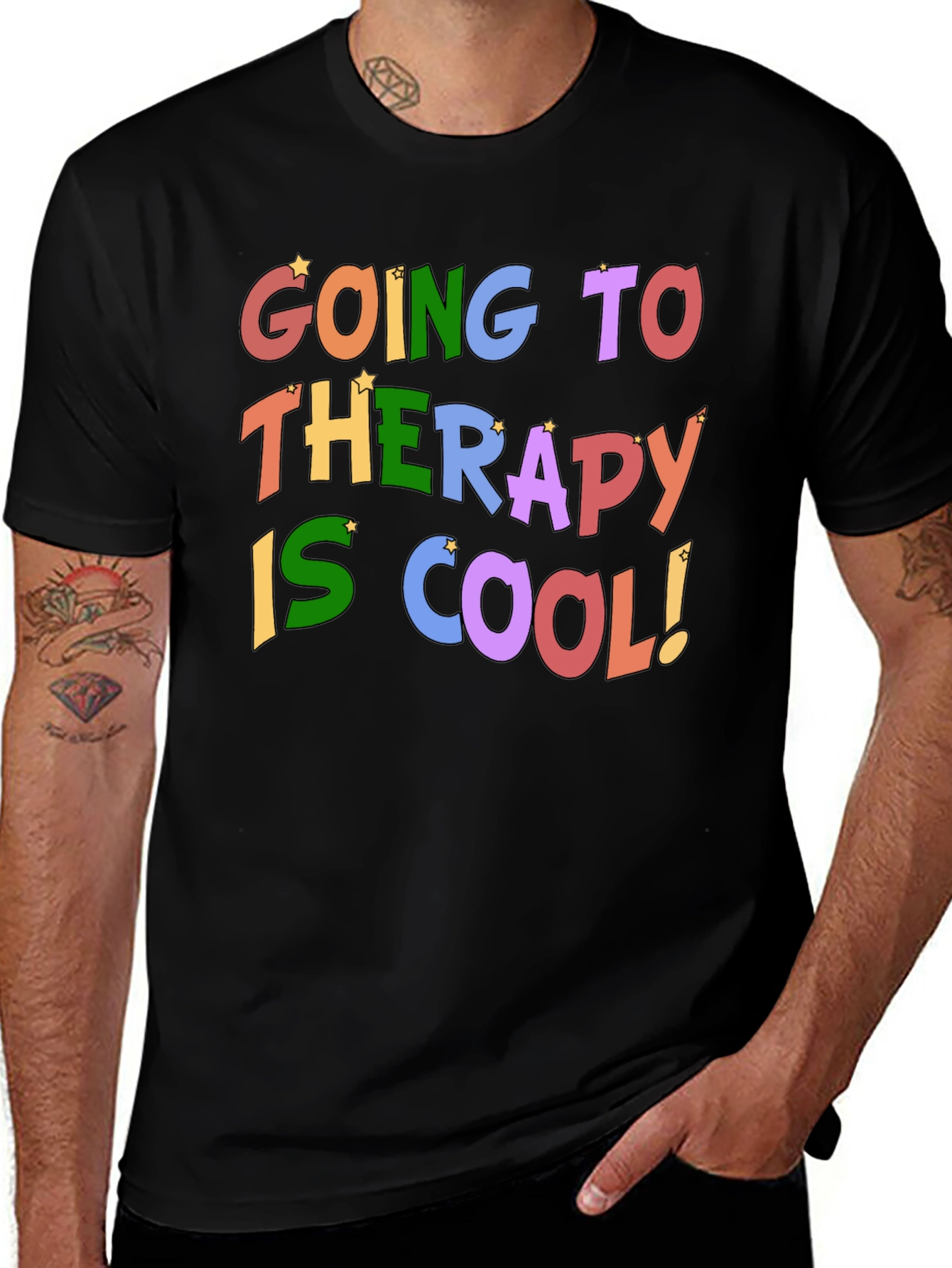 Variant 23 of Therapy is Cool T-Shirt - Black Crew Neck