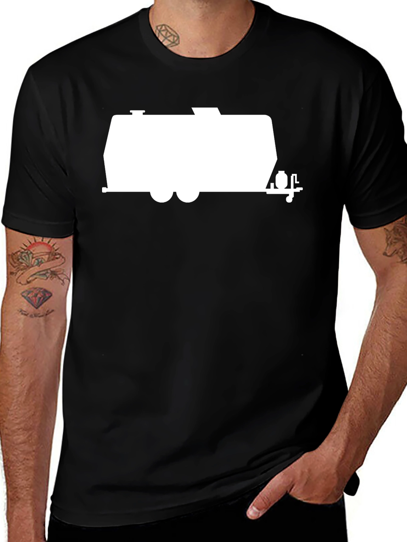 Variant 28 of Retro Camper Graphic T-Shirt - Black Cotton Tee