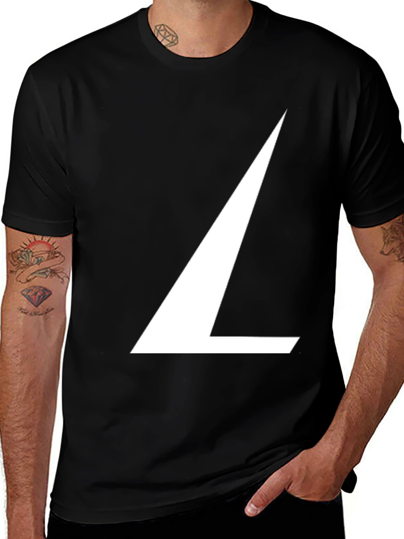 Variant 6 of Geometric "L" Graphic Black T-Shirt