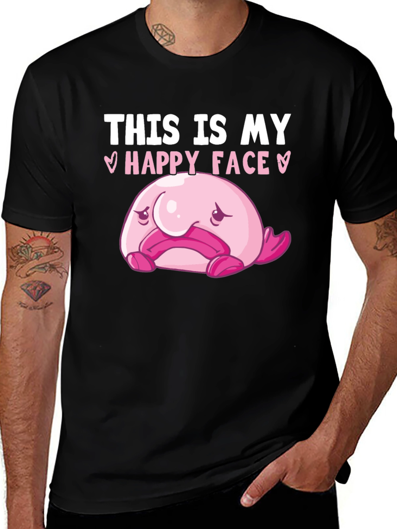 Funny Blobfish Happy Face Graphic T-Shirt