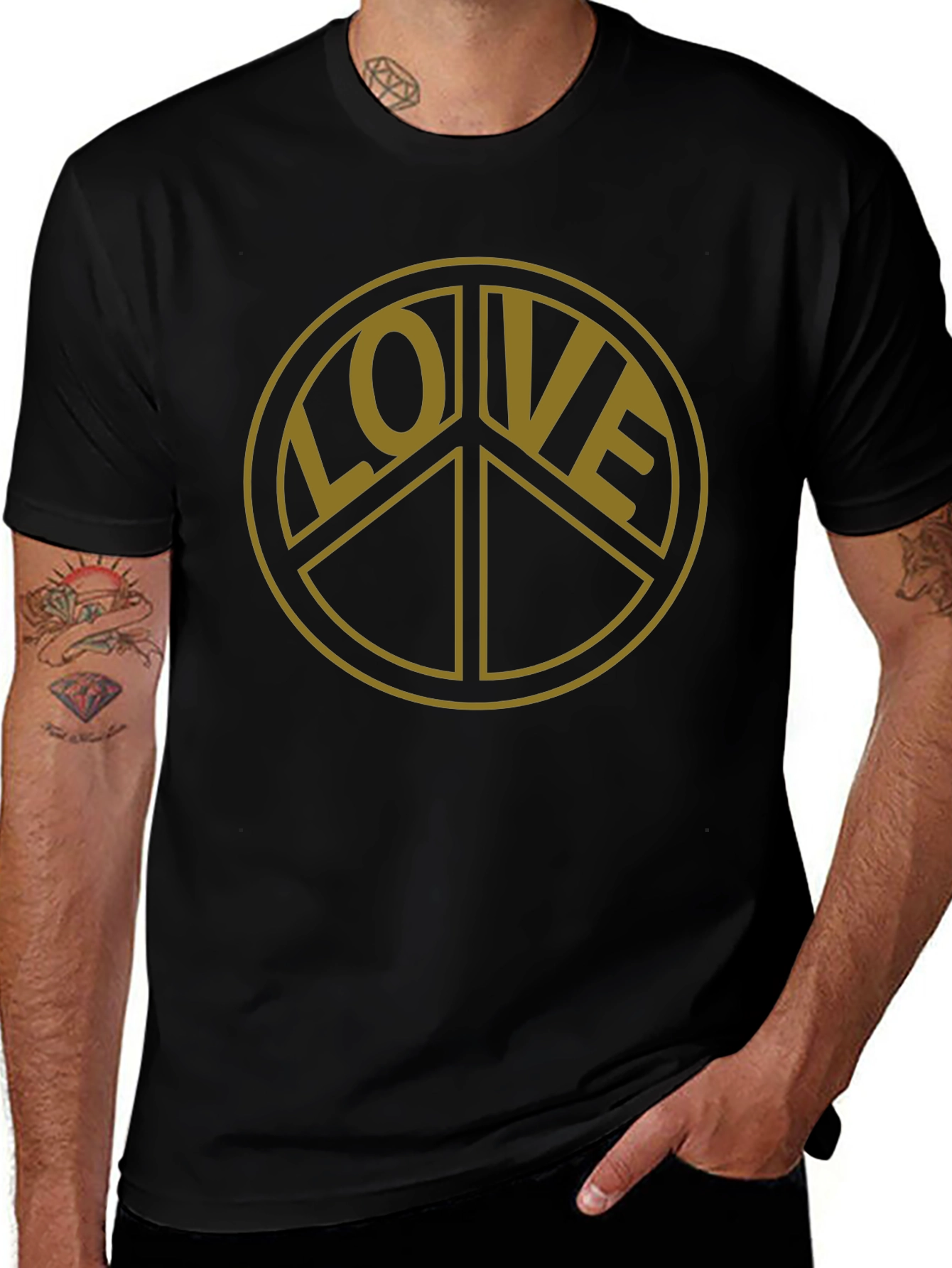 Variant 26 of Love Symbol Graphic Tee - Black Cotton Shirt
