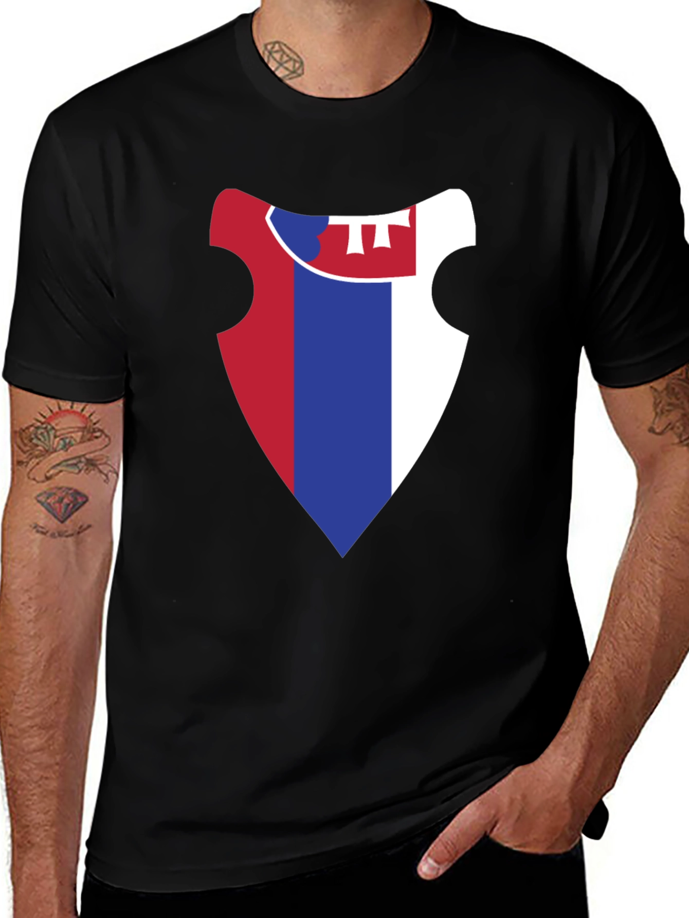 Variant 8 of Slovakia Flag Shield Graphic T-Shirt