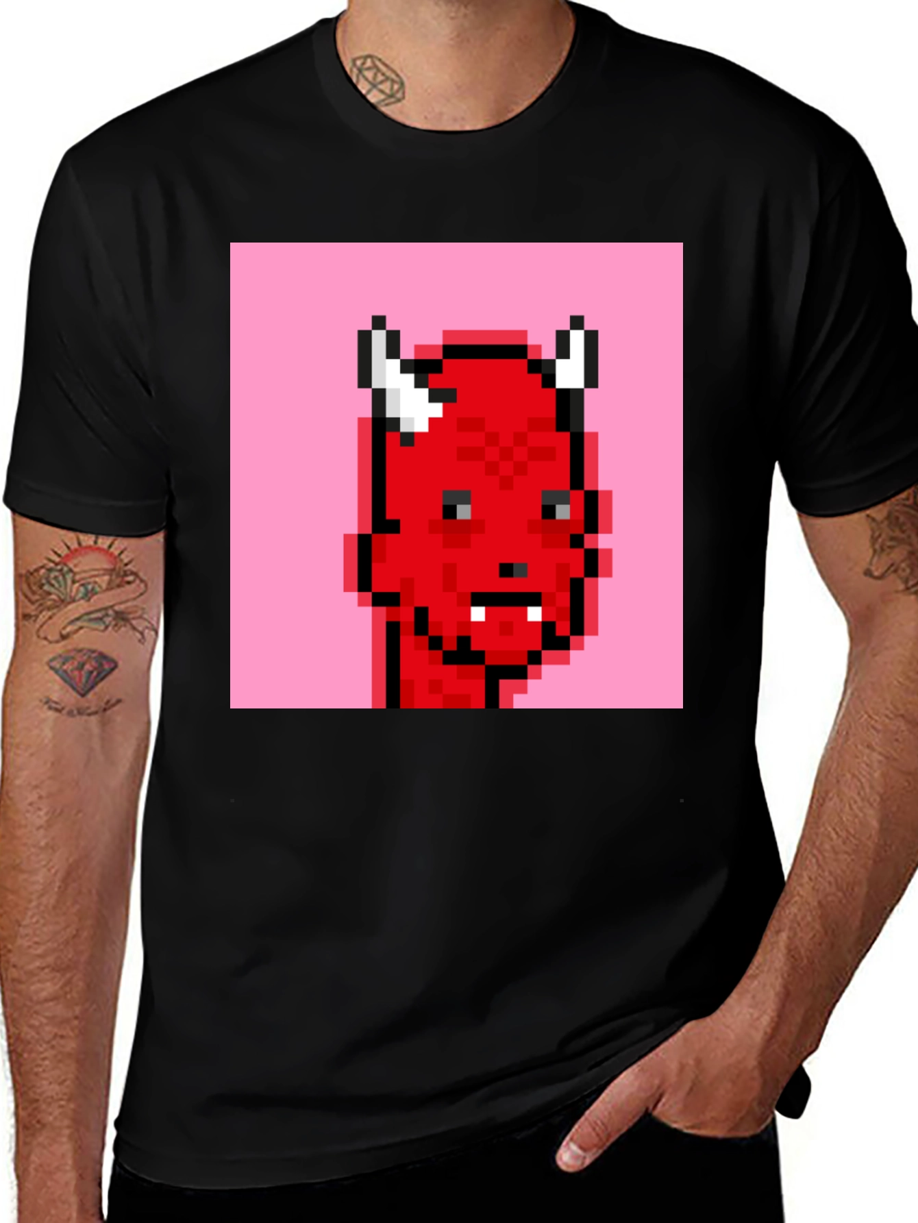 Variant 24 of Pixelated Devil Graphic Tee - Black T-Shirt