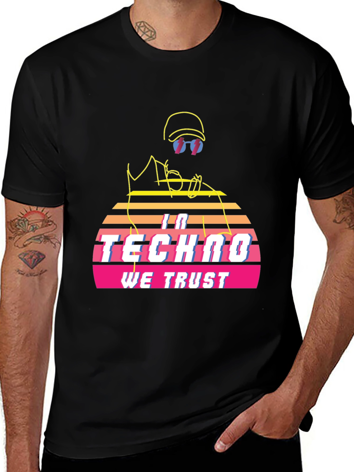 Variant 19 of In Techno We Trust Retro T-Shirt - Black