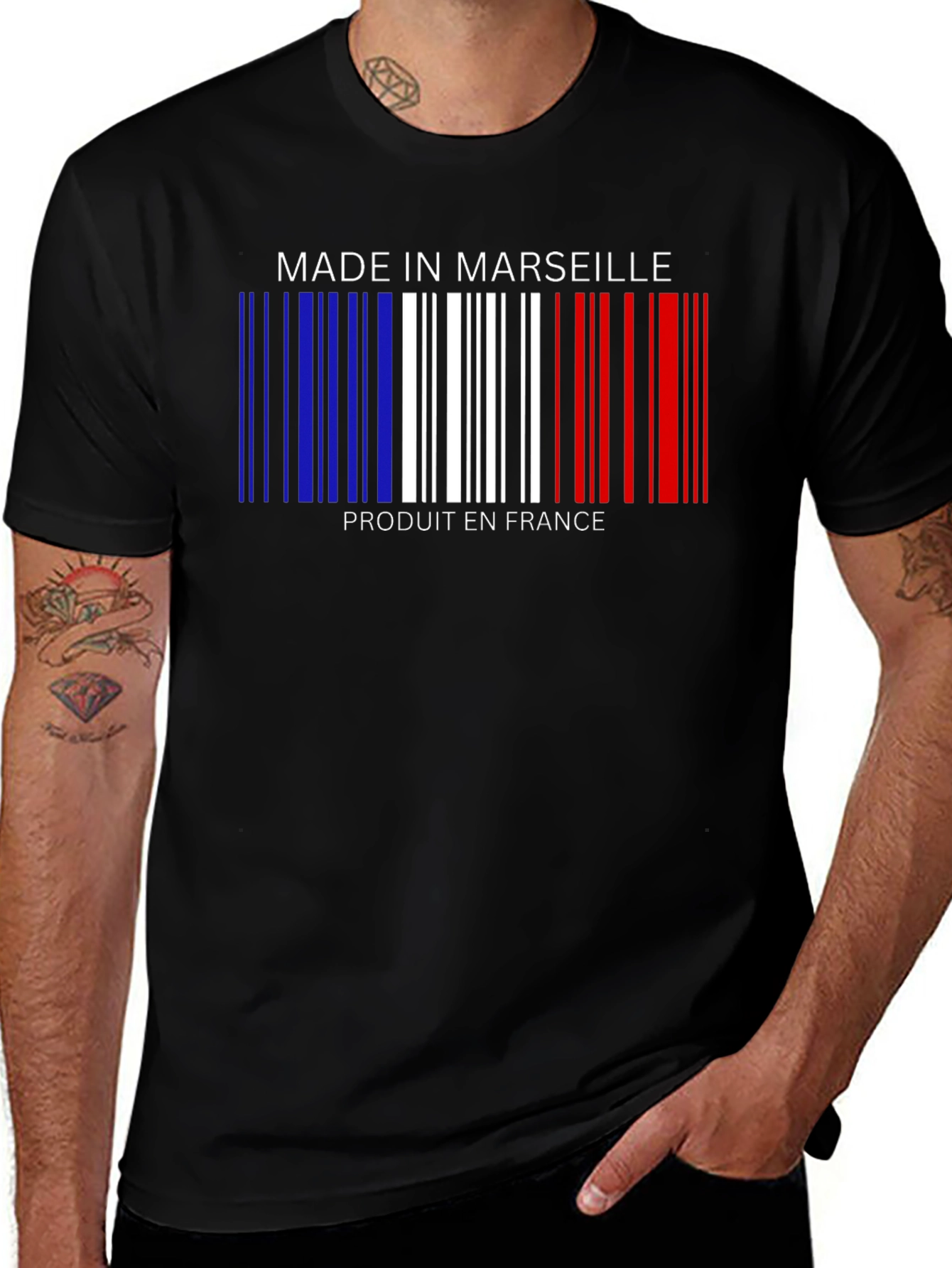 Made in Marseille France Barcode T-Shirt