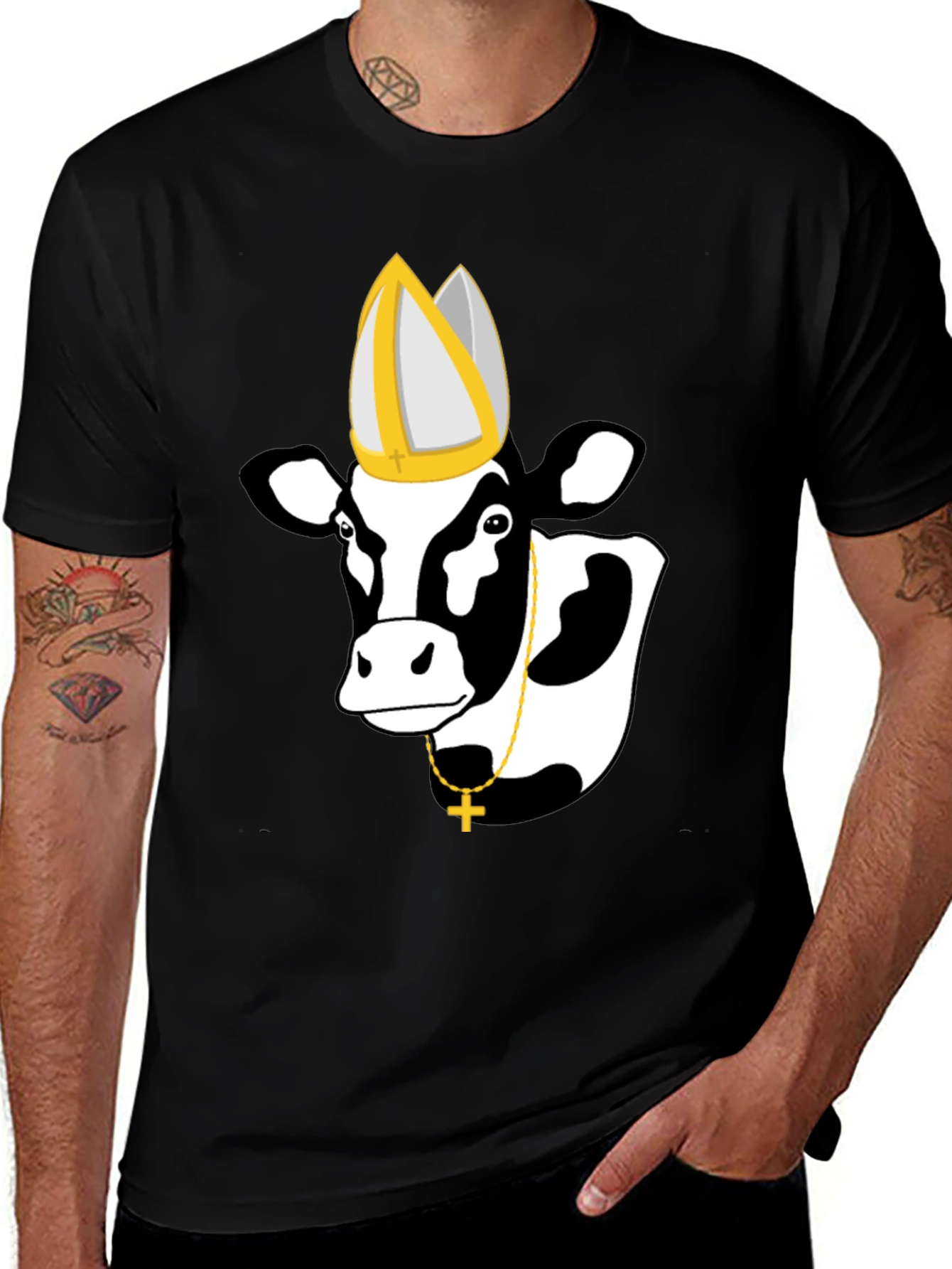 Variant 23 of Cow Pope Graphic T-Shirt