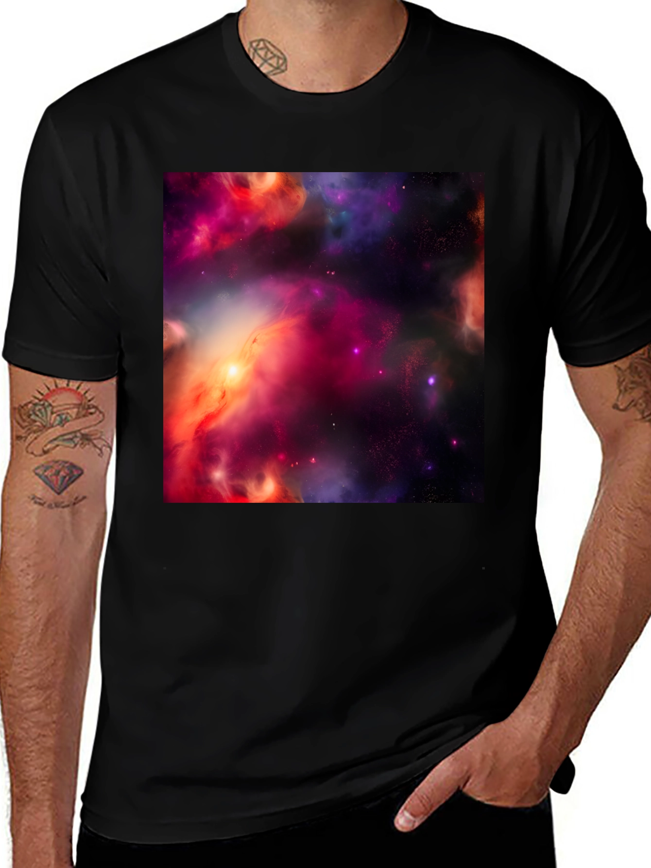 Nebula Print Black T-Shirt