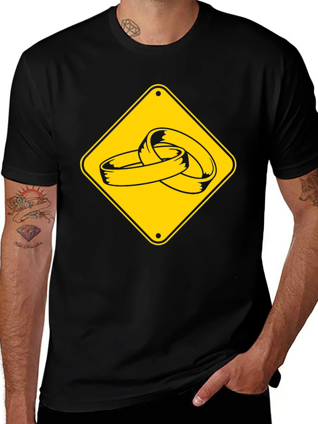 Wedding Ring Sign Black T-Shirt