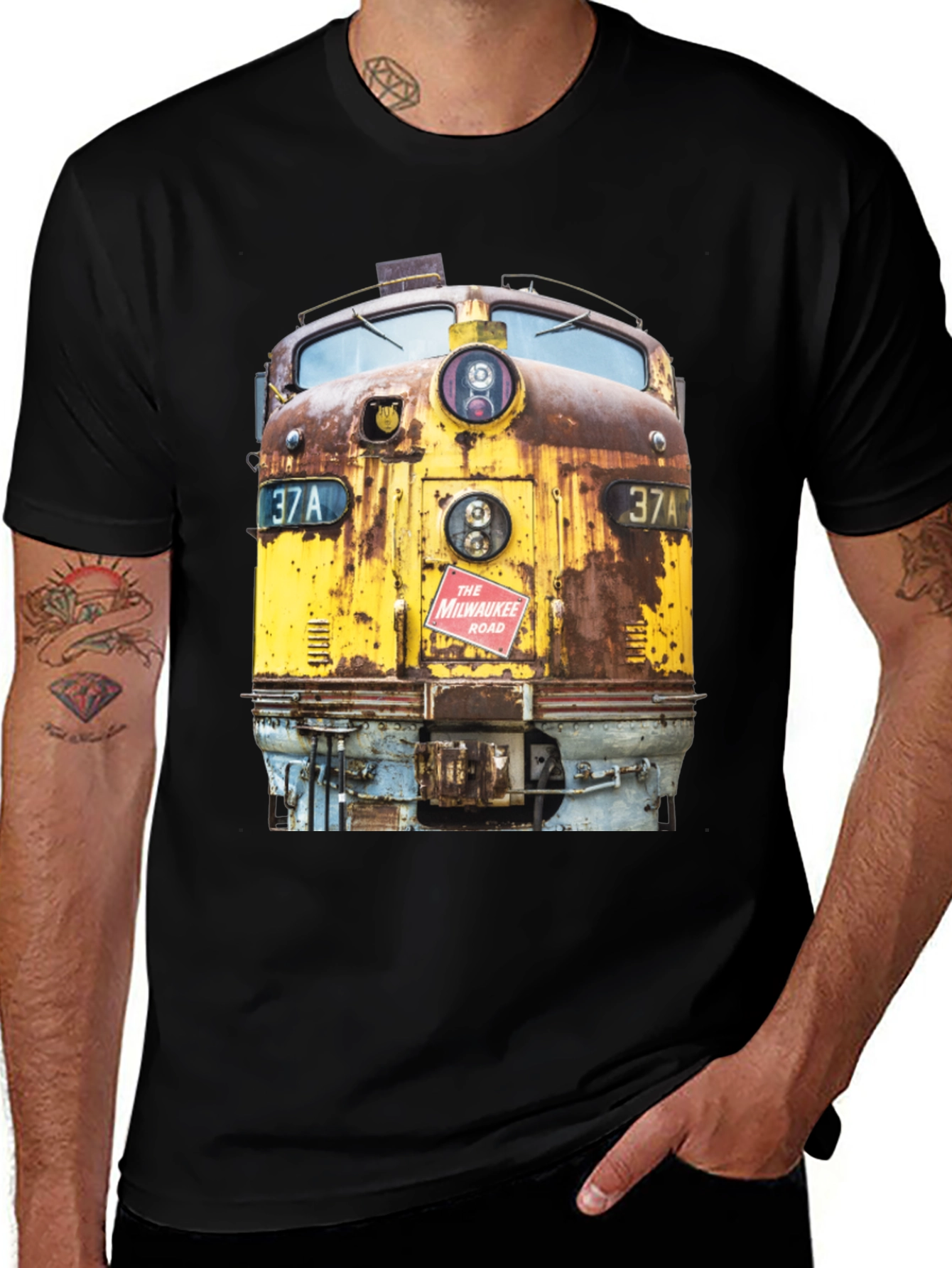 Vintage Train Graphic Tee - Milwaukee Road Engine Shirt