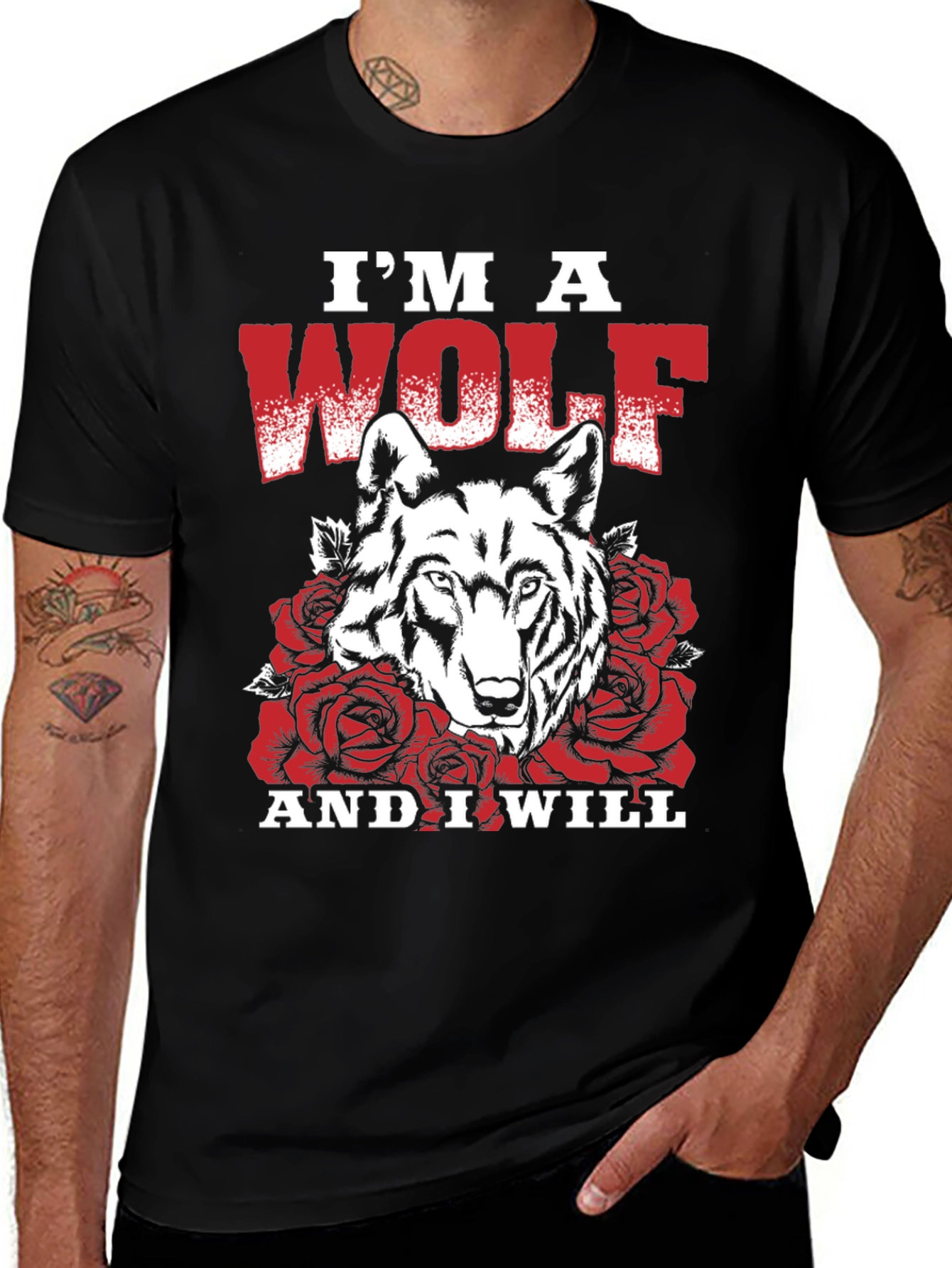 Variant 28 of I'm A Wolf T-Shirt - Floral Wolf Graphic Tee