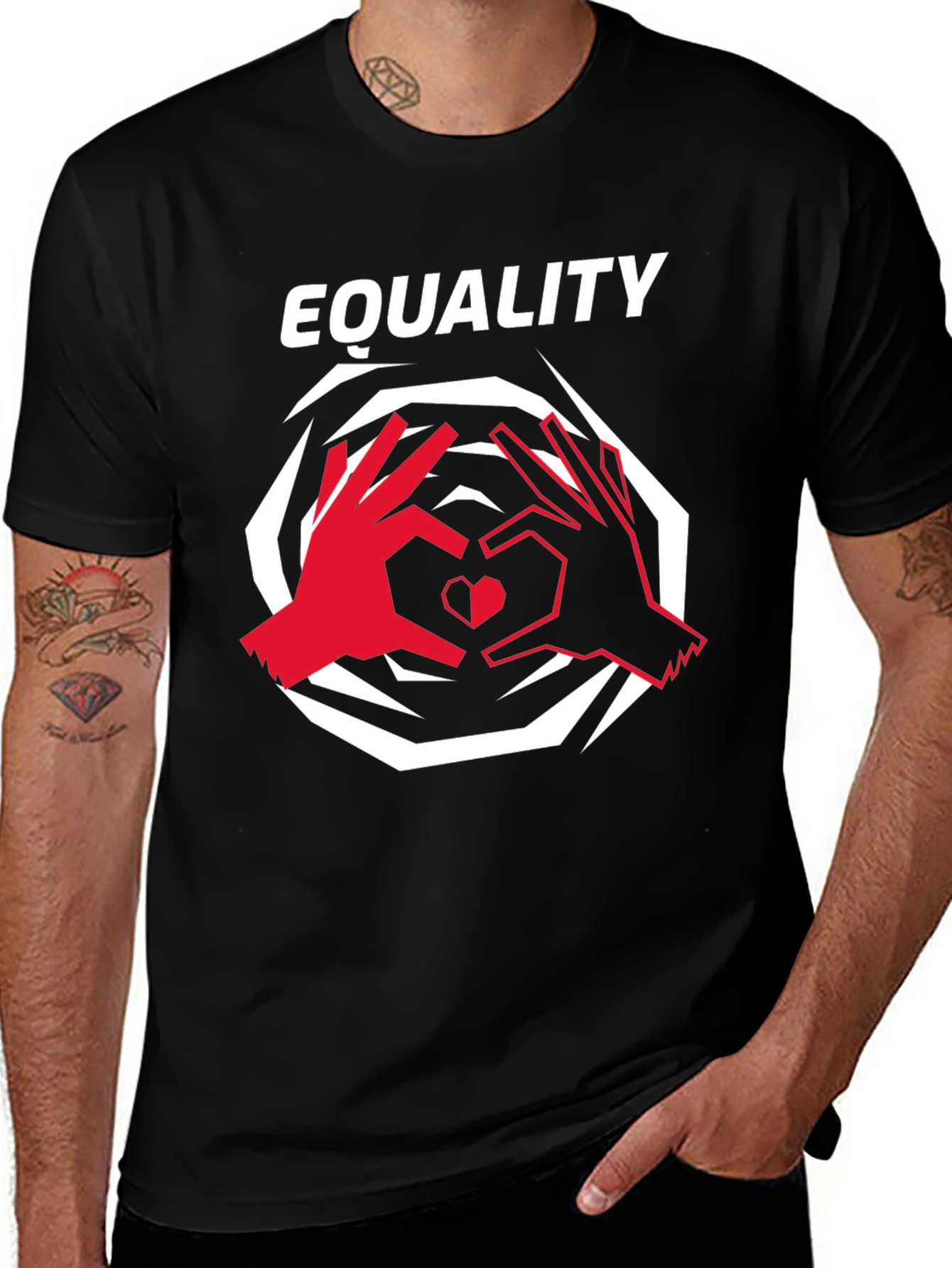 Variant 29 of Equality Heart Hands Graphic T-Shirt - Black