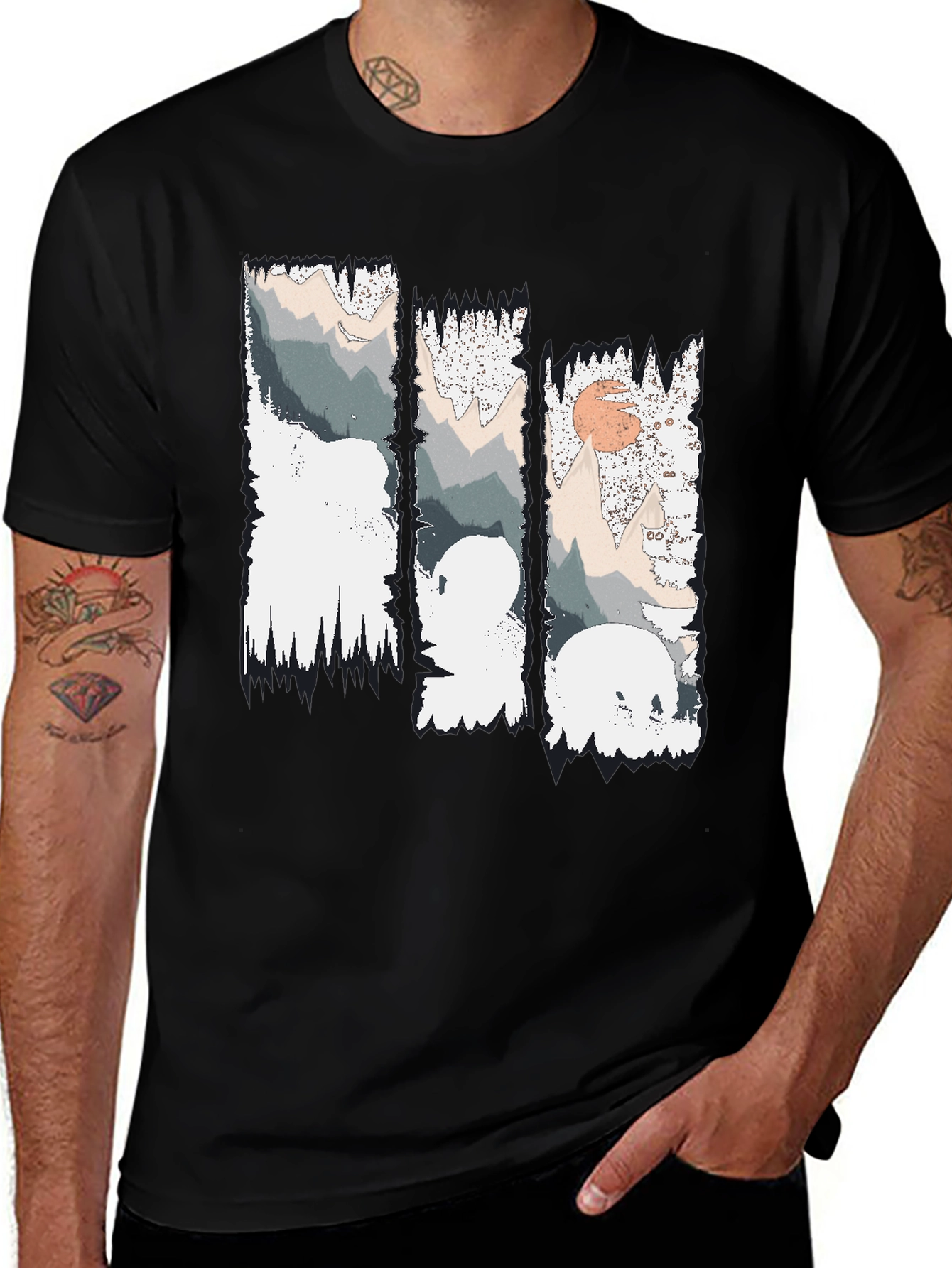 Variant 29 of Mountain Scene Black Graphic T-Shirt