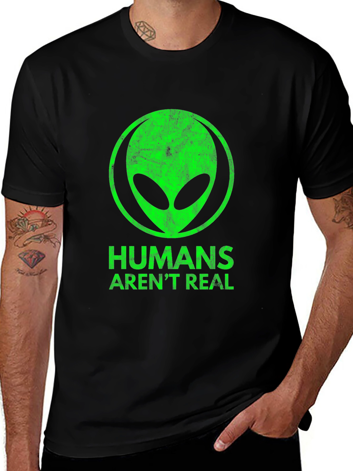 Variant 29 of Humans Aren't Real Alien Graphic Tee