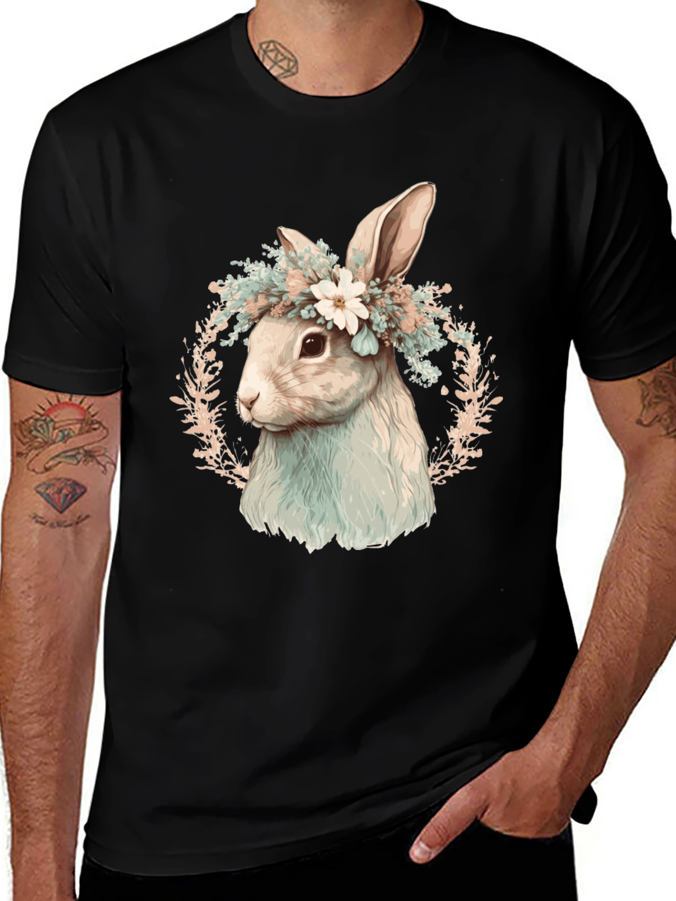 Variant 14 of Floral Bunny Graphic Tee