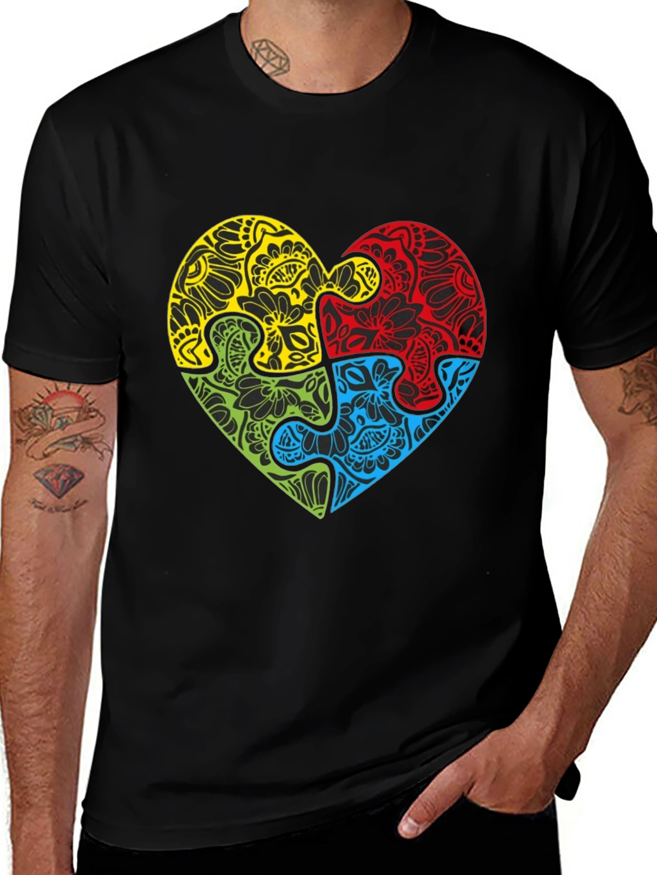 Variant 11 of Autism Awareness Puzzle Heart Graphic Tee