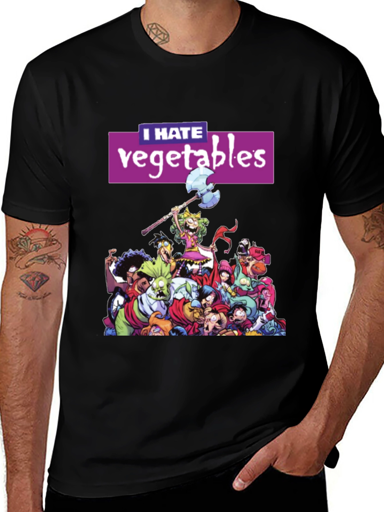 Black I Hate Vegetables Graphic T-Shirt main image