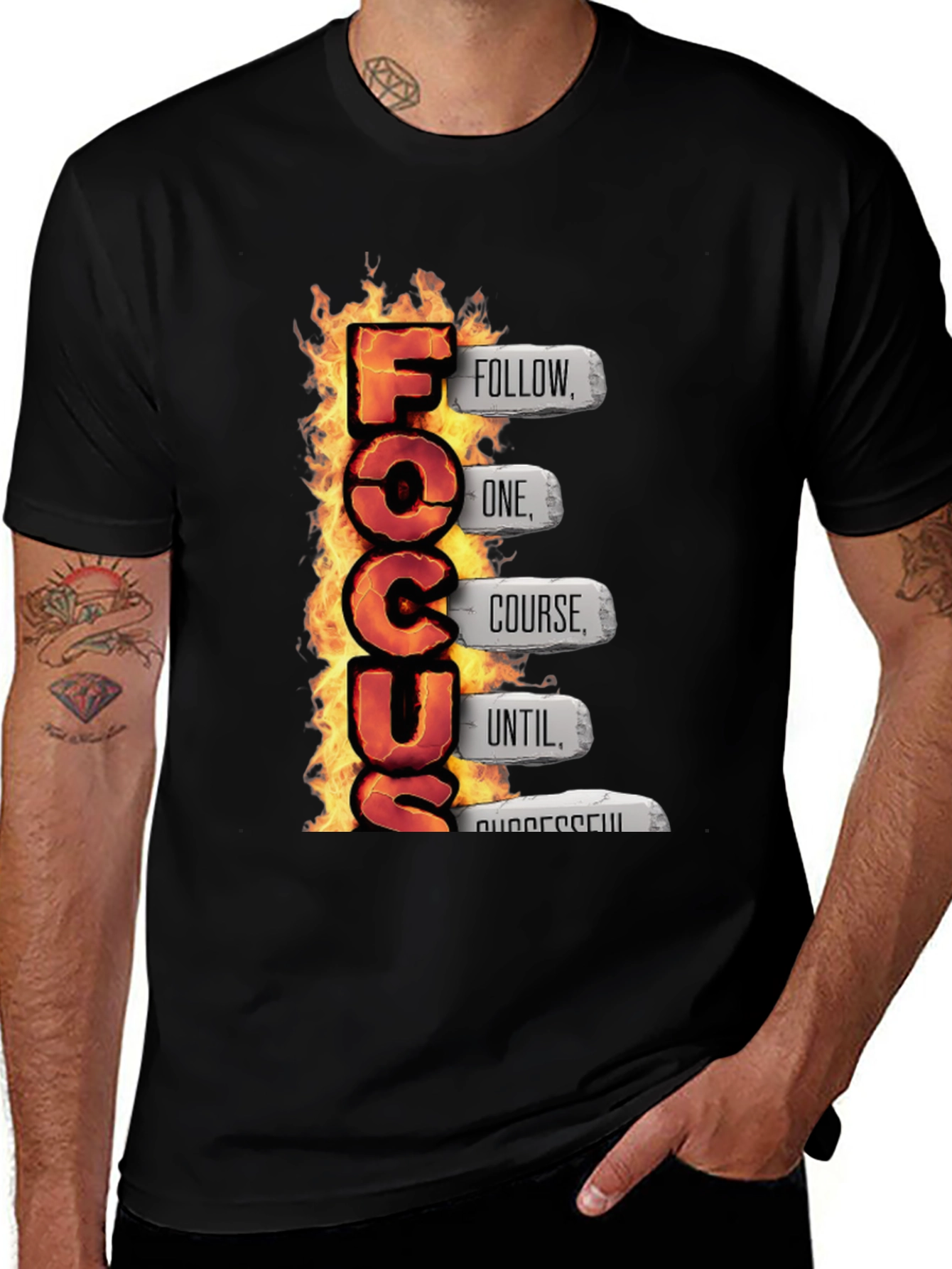 Variant 6 of Fiery Focus Motivational T-Shirt