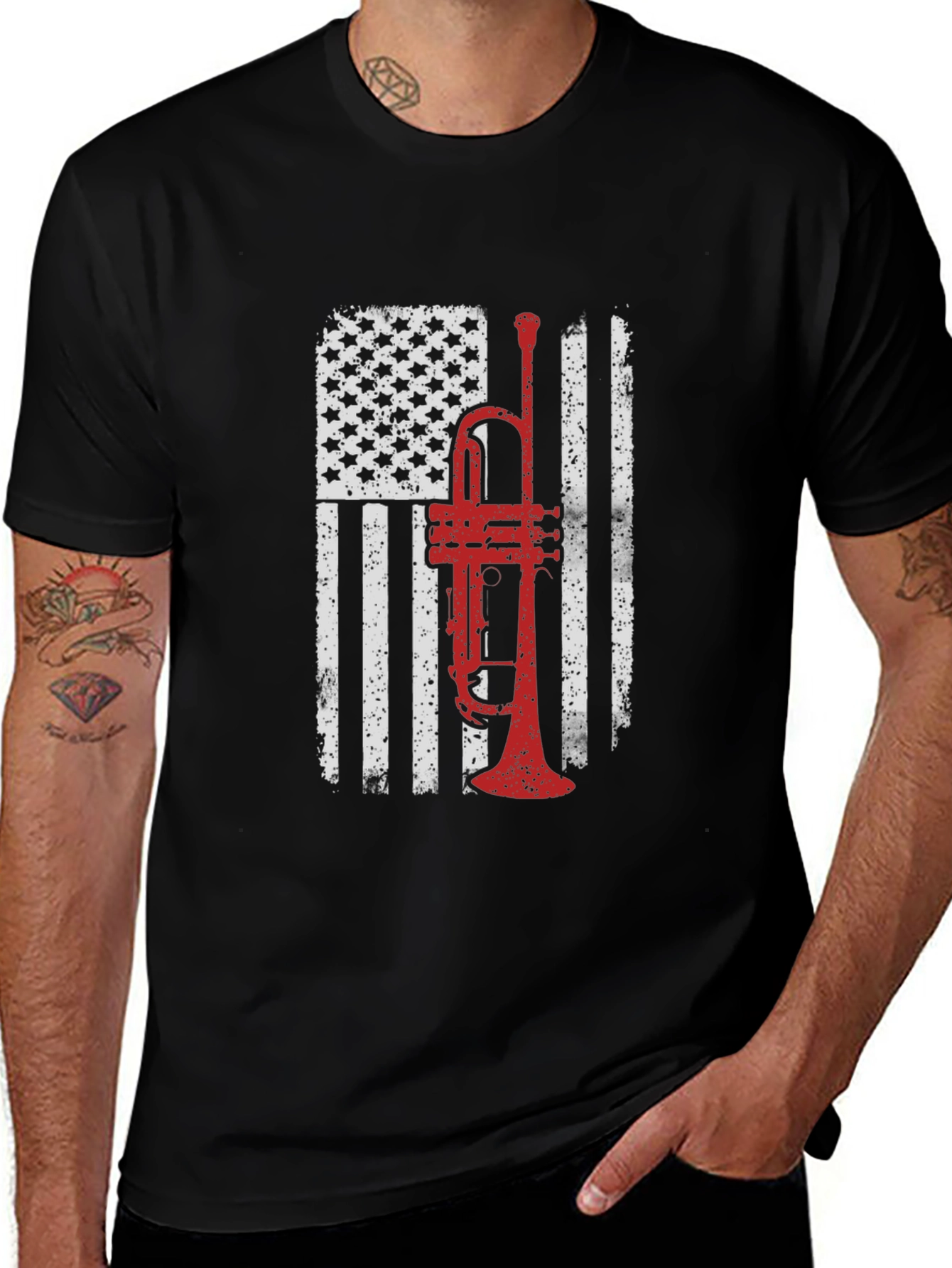 Variant 22 of American Flag Trumpet Graphic Tee