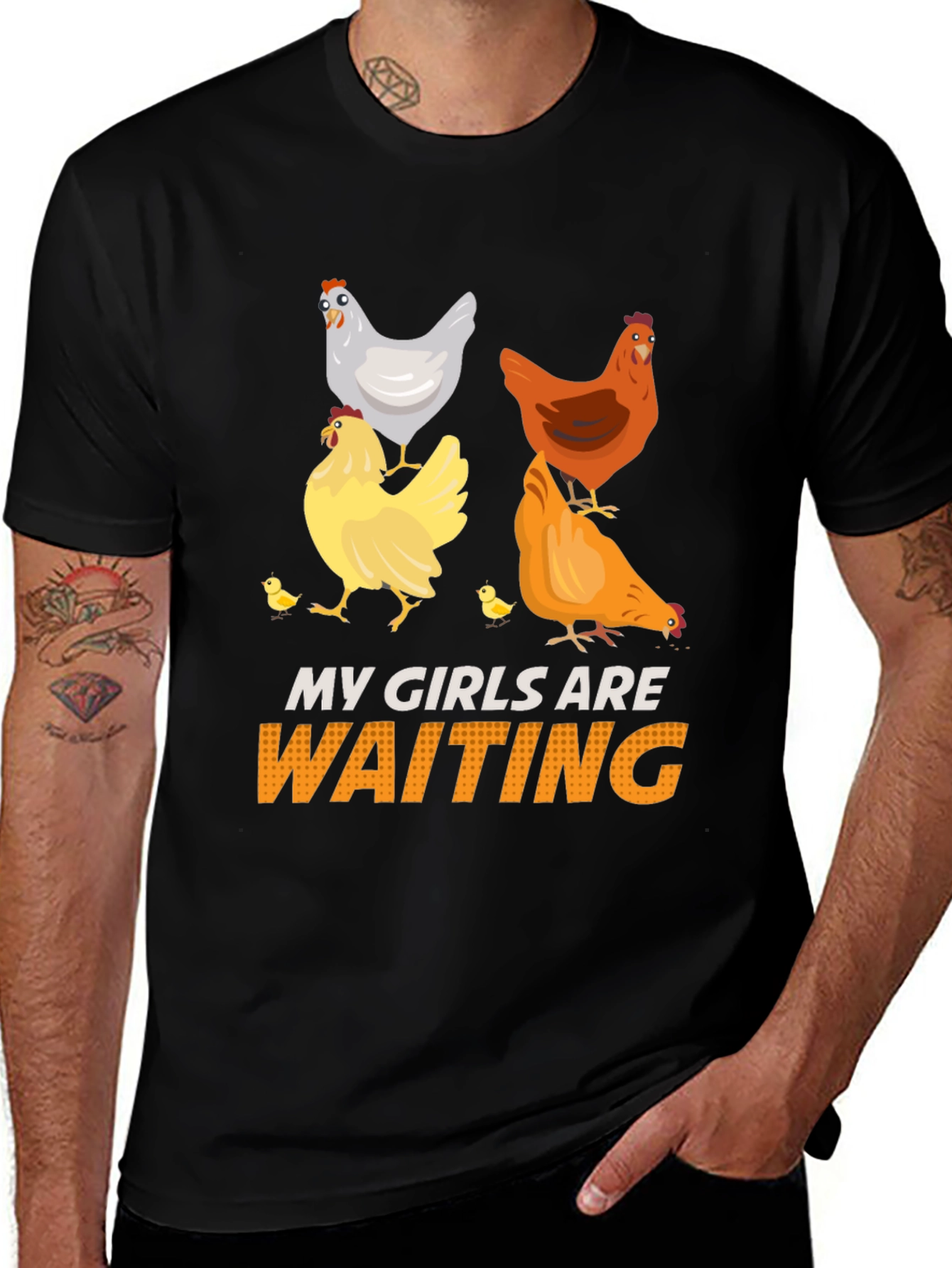 Variant 13 of My Girls Are Waiting Chicken Graphic Tee