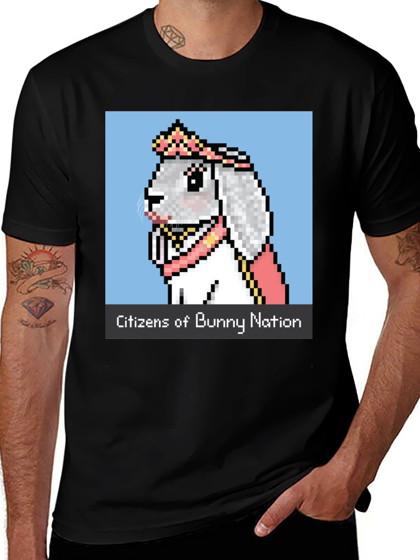 Variant 6 of Citizens of Bunny Nation T-Shirt - Pixel Art Rabbit Tee