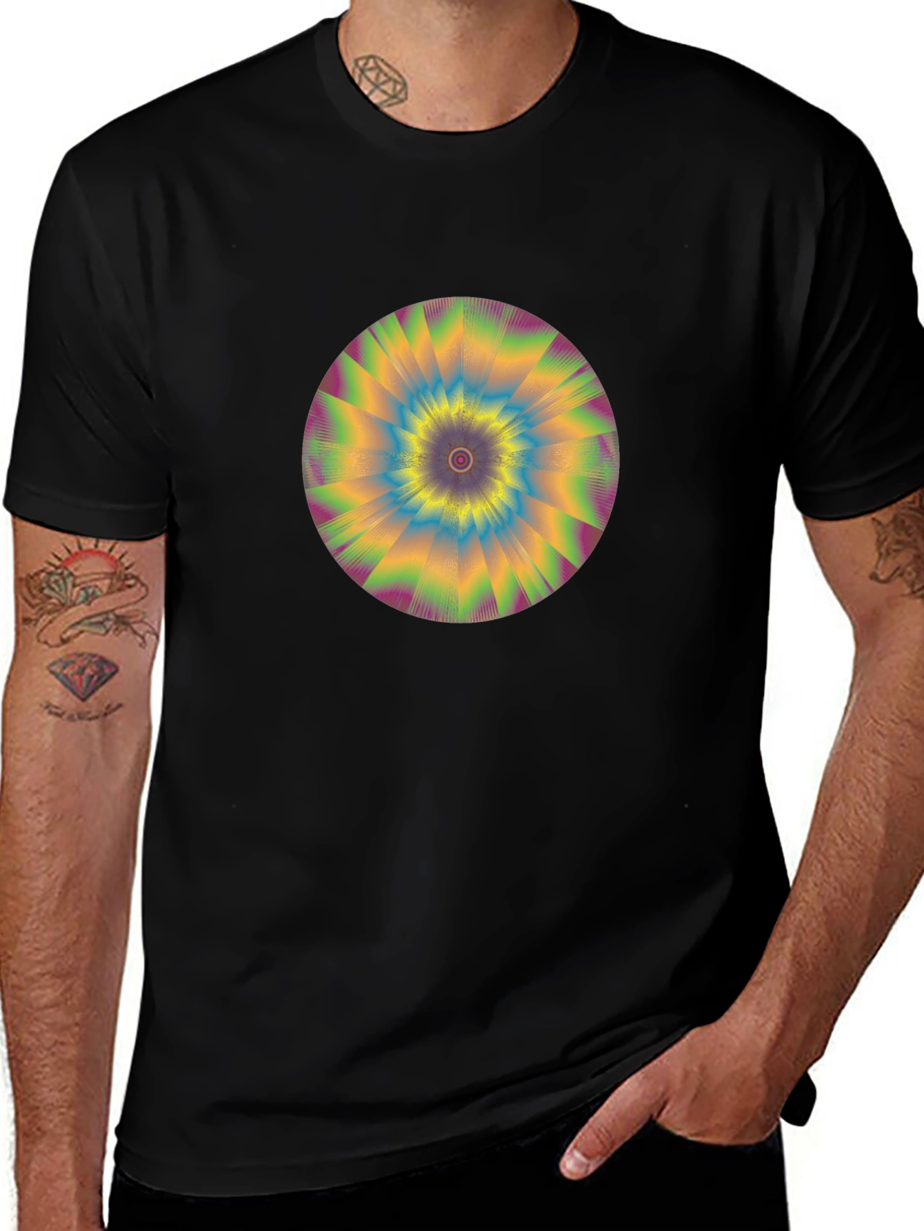 Variant 8 of Hypnotic Swirl Graphic Tee - Black Cotton Comfort