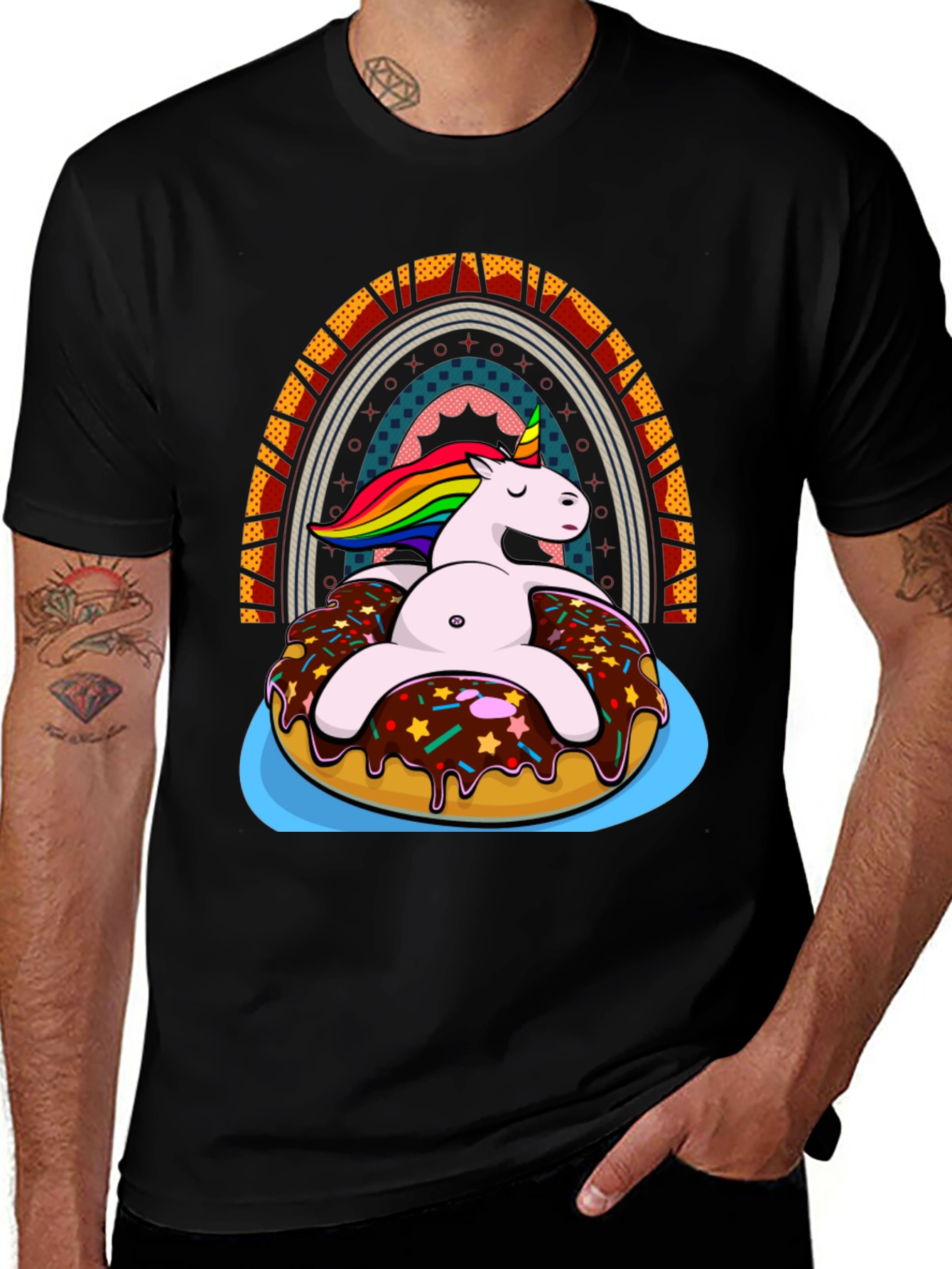 Unicorn Donut Rainbow Graphic T-Shirt