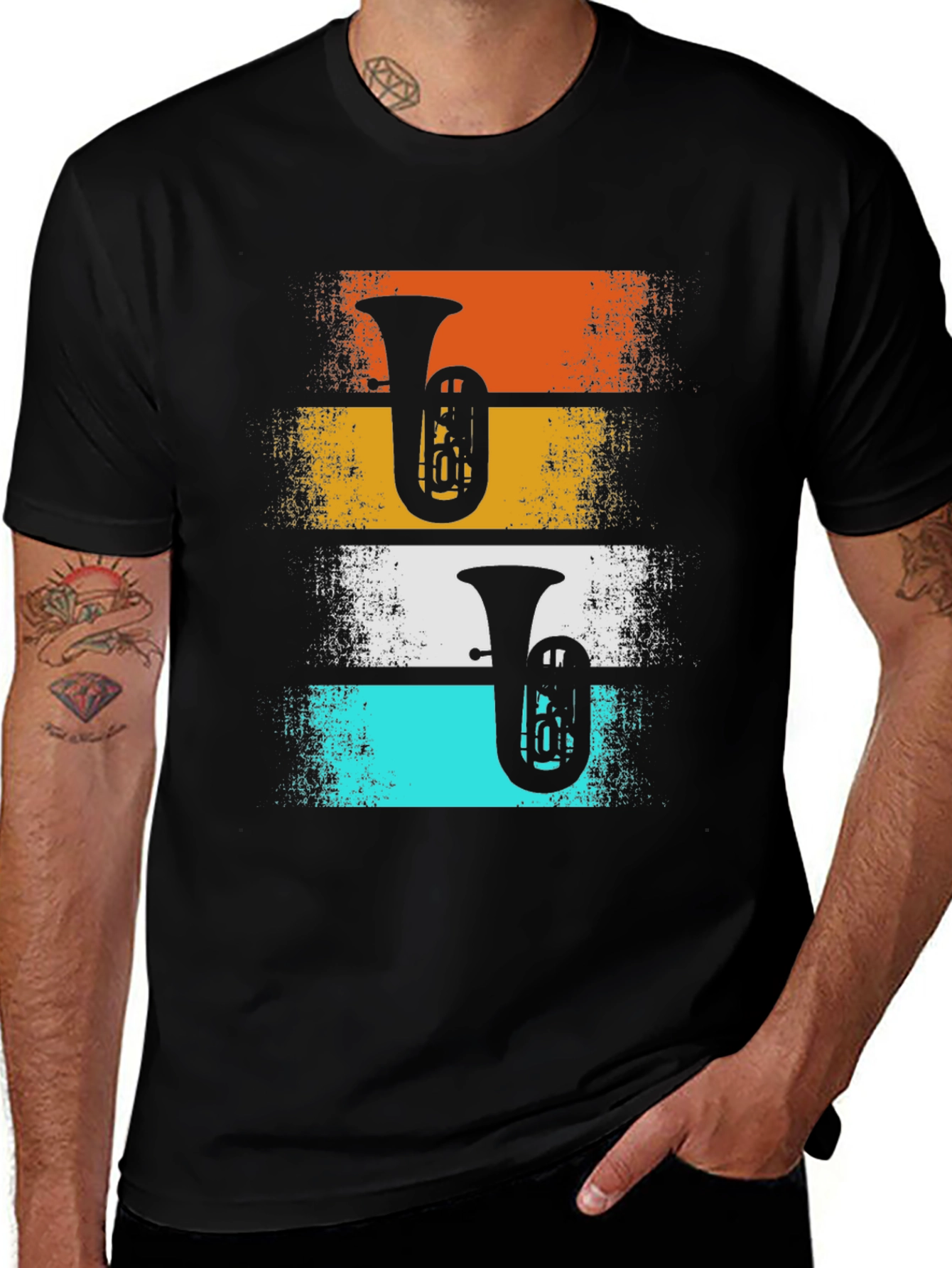 Variant 27 of Retro Tuba Player Graphic Tee - Band Instrument T-Shirt