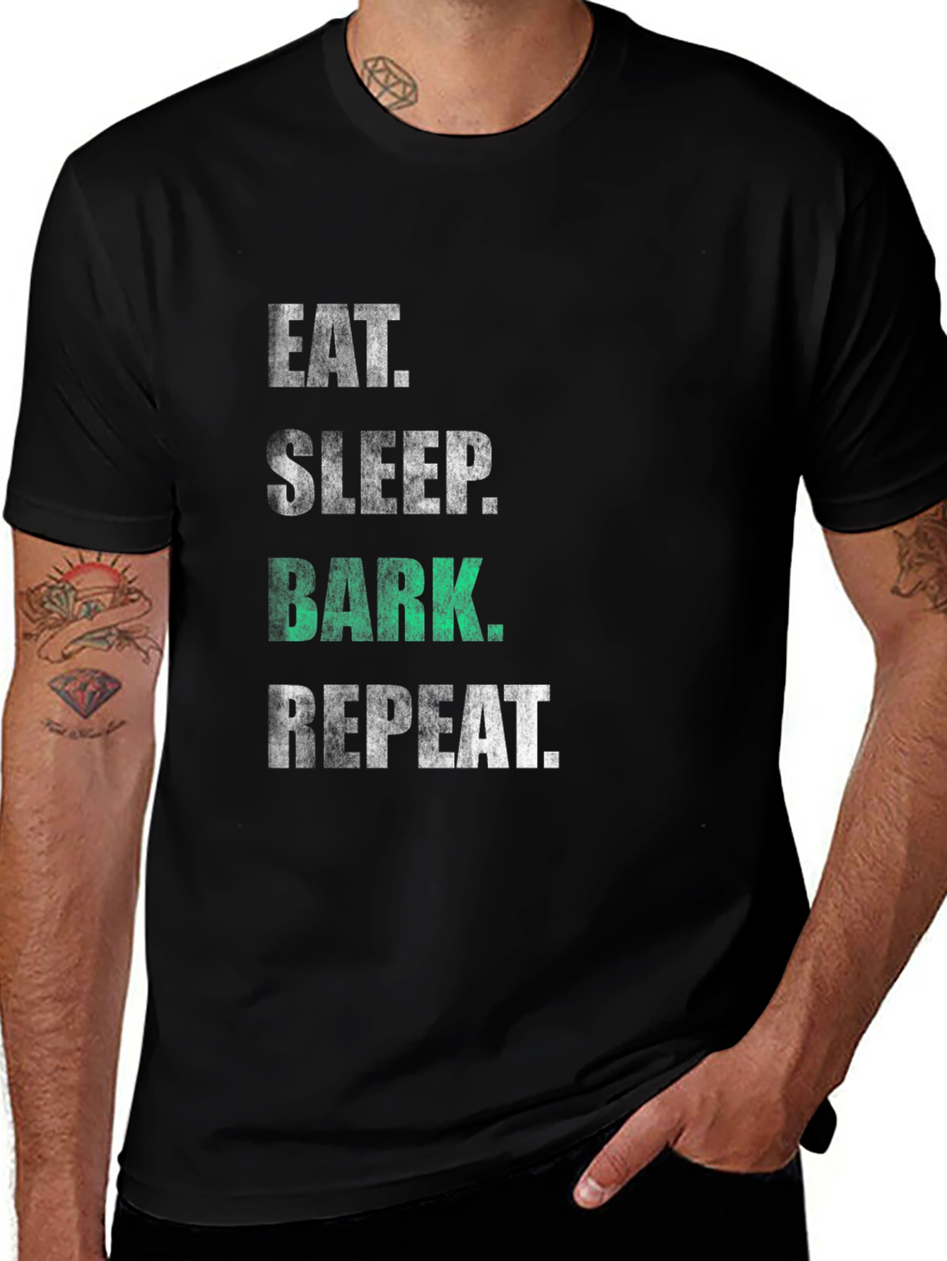 Variant 19 of Eat Sleep Bark Repeat Black T-Shirt