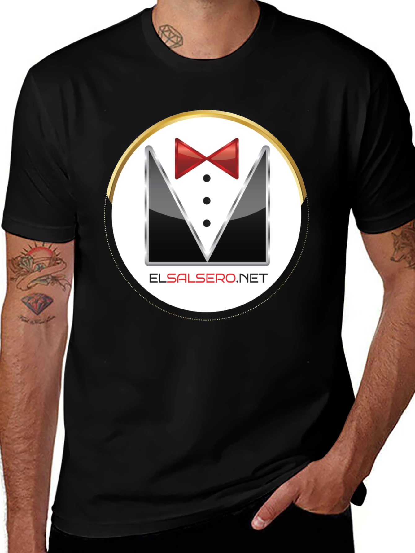 Variant 16 of Elegant El Salsero Black Tuxedo T-Shirt