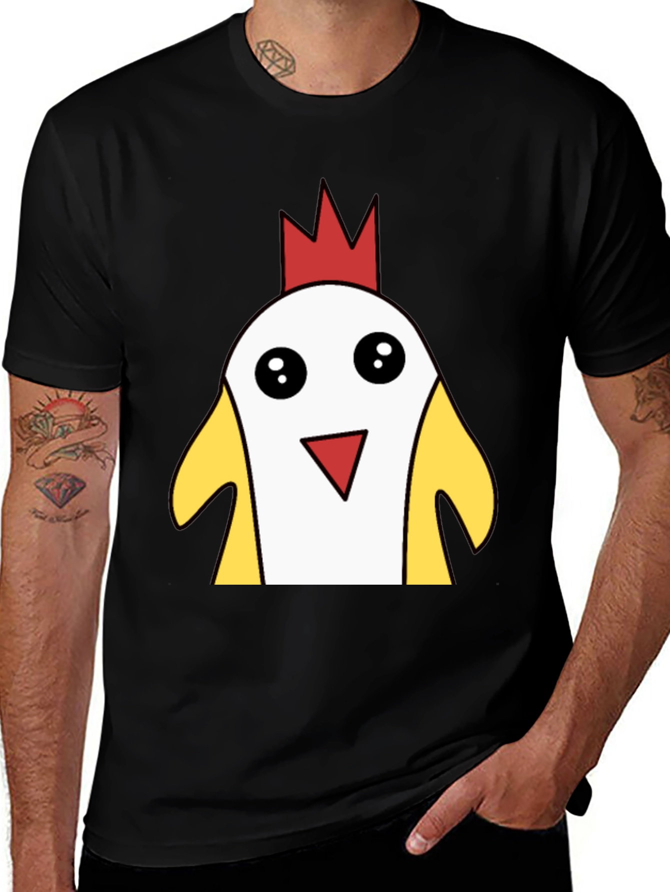 Variant 14 of Funny Cartoon Chicken T-Shirt - Black