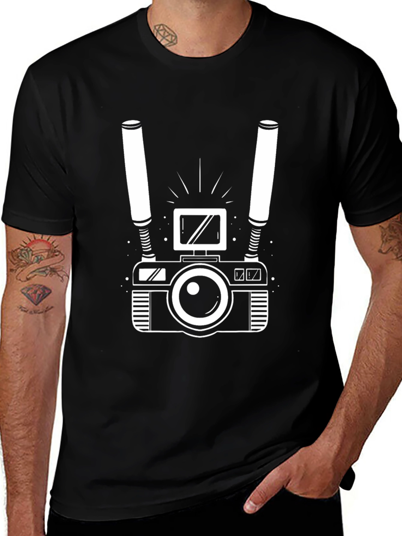 Variant 29 of Retro Camera Graphic Tee - Black