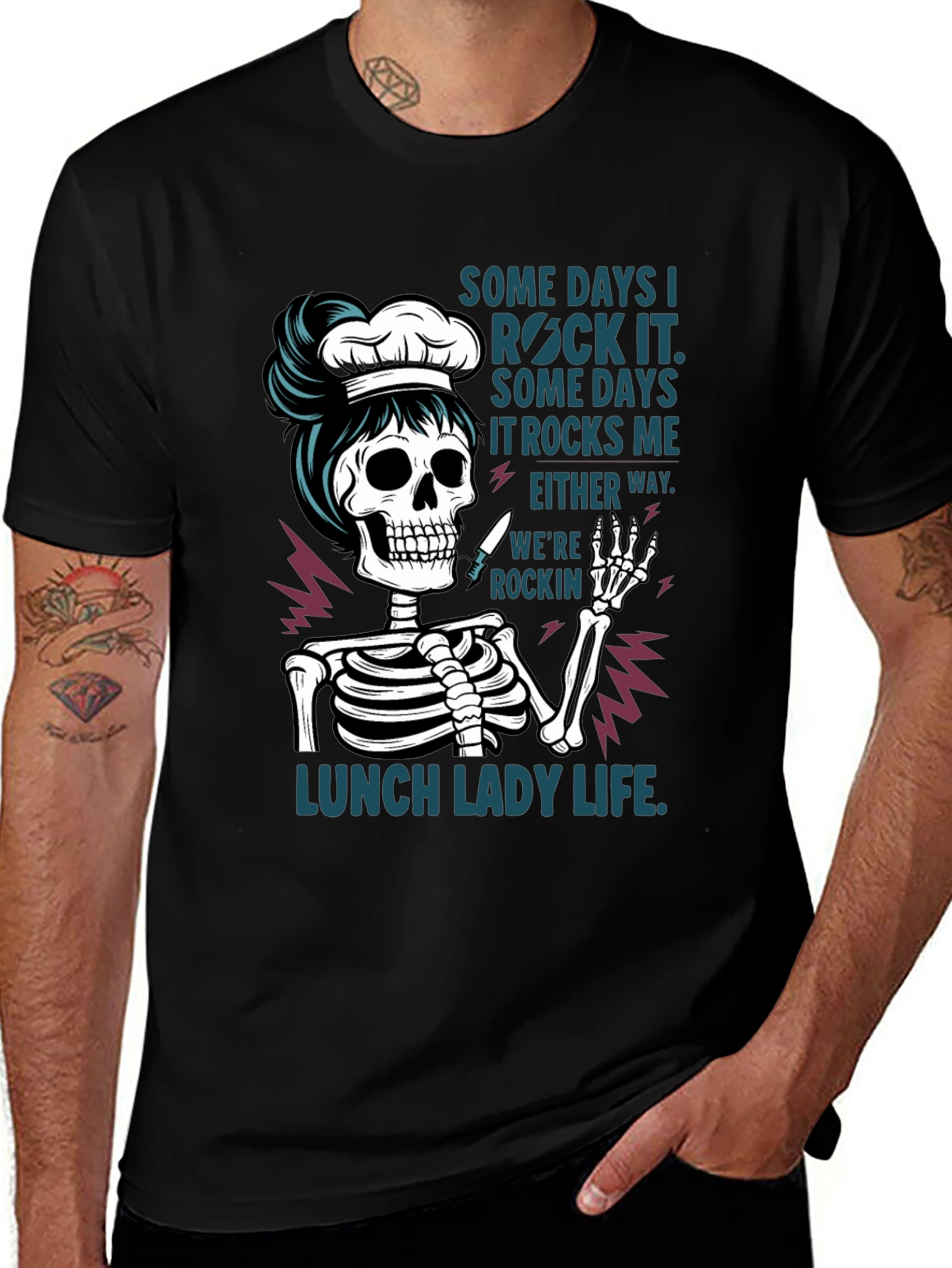 Variant 10 of Lunch Lady Skeleton T-Shirt - Rockin' Life Tee