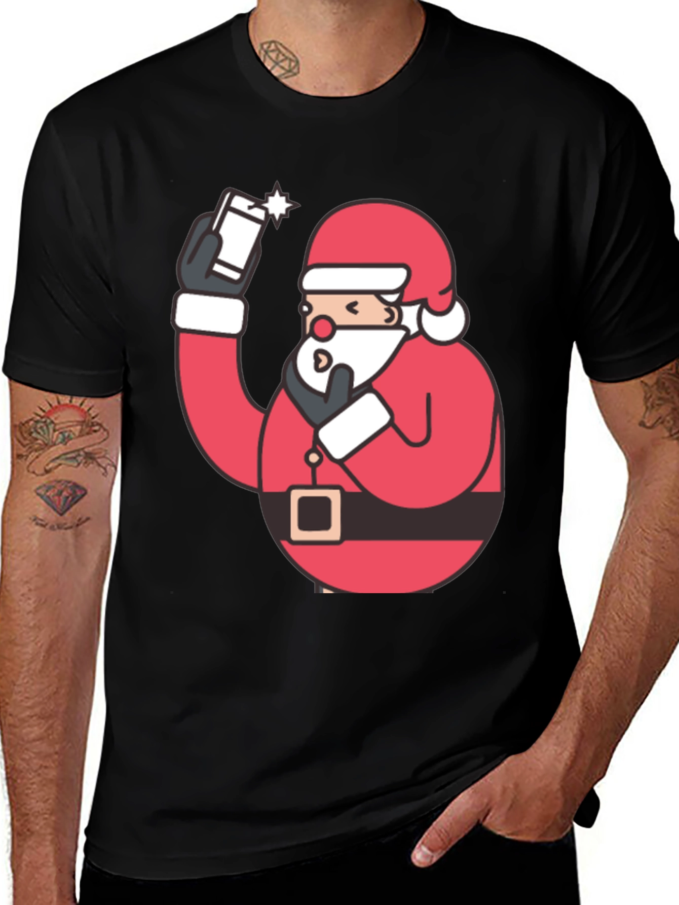 Santa Selfie T-Shirt - Holiday Festive Tee