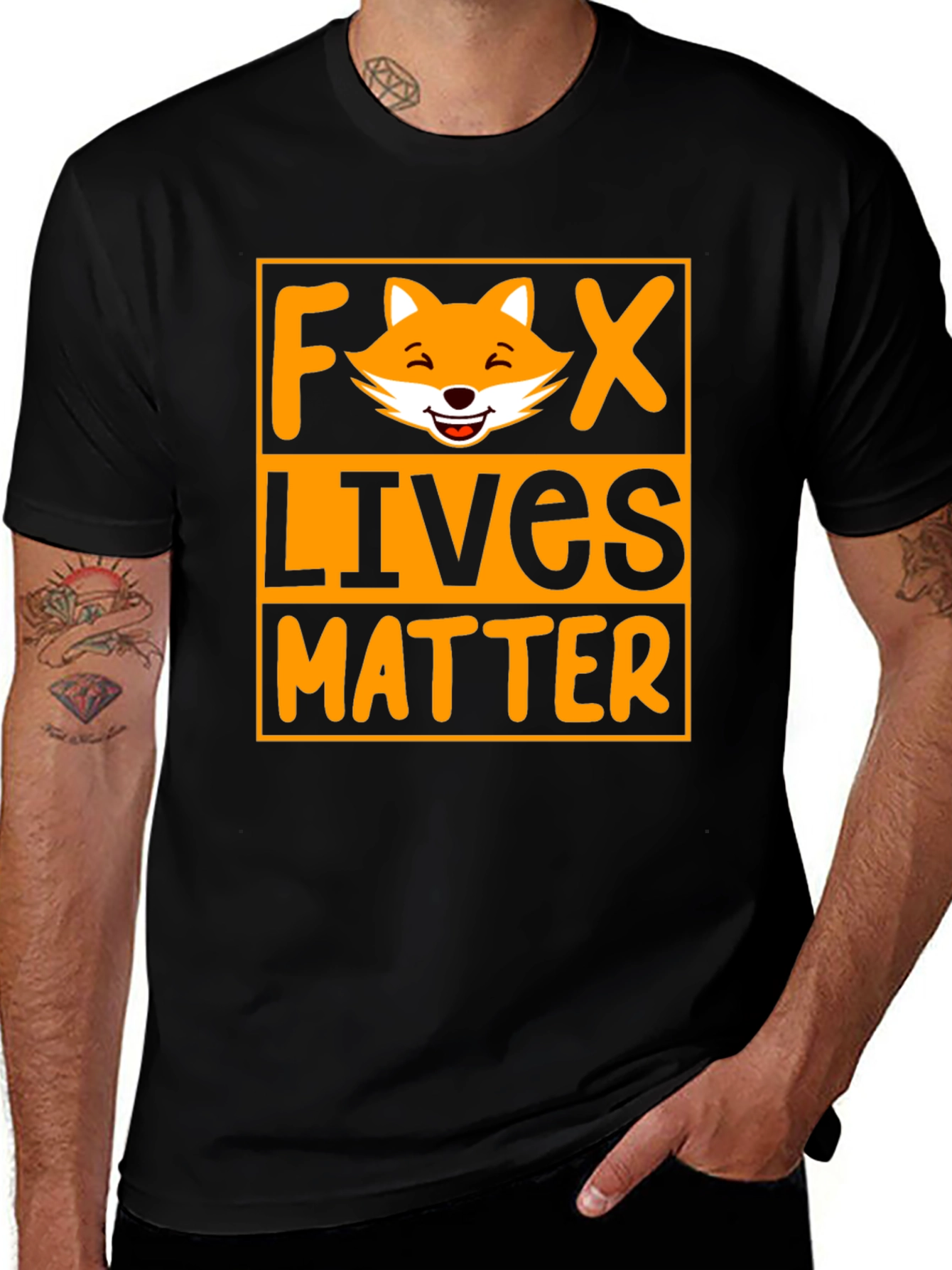 Variant 6 of Fox Lives Matter Graphic T-Shirt - Unisex Black Tee