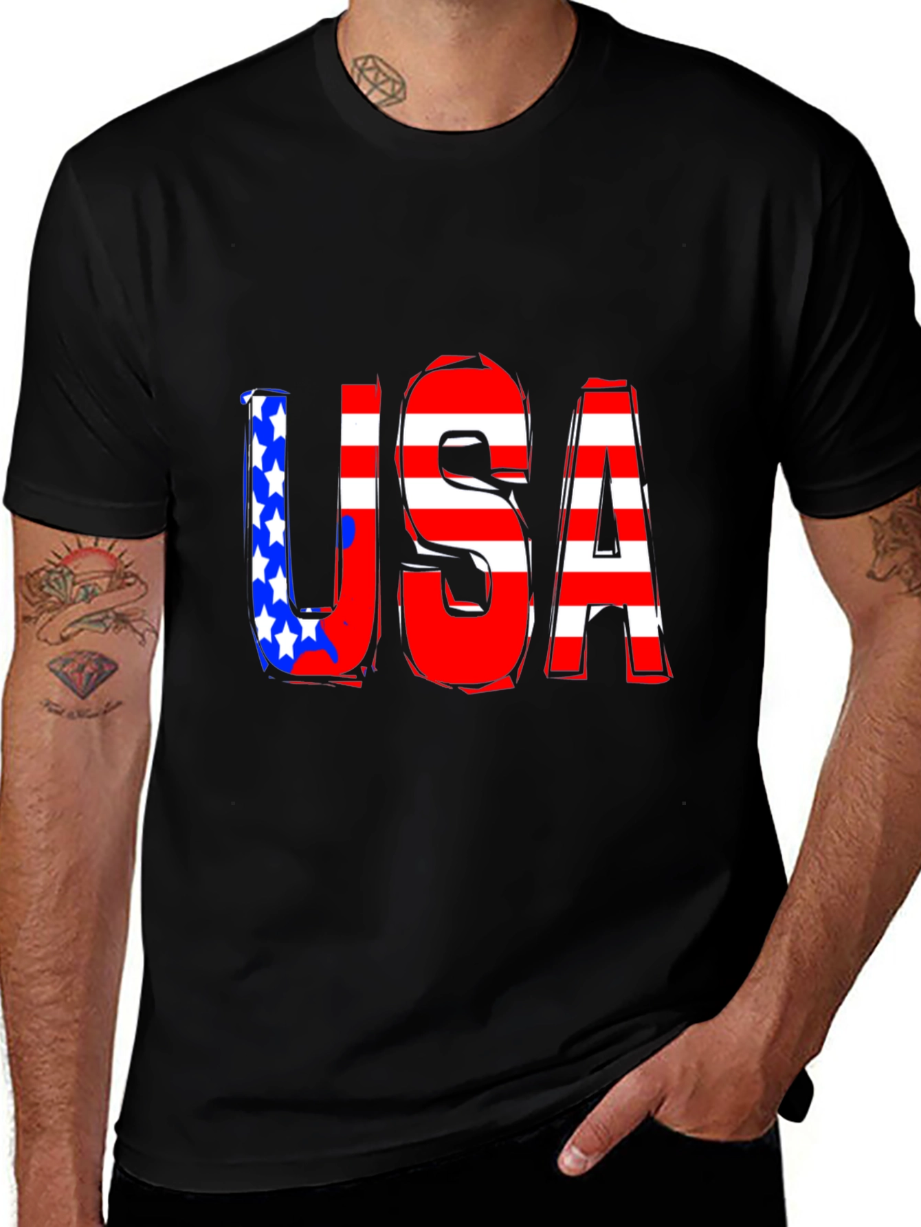 Variant 8 of USA Graphic Print Black T-Shirt