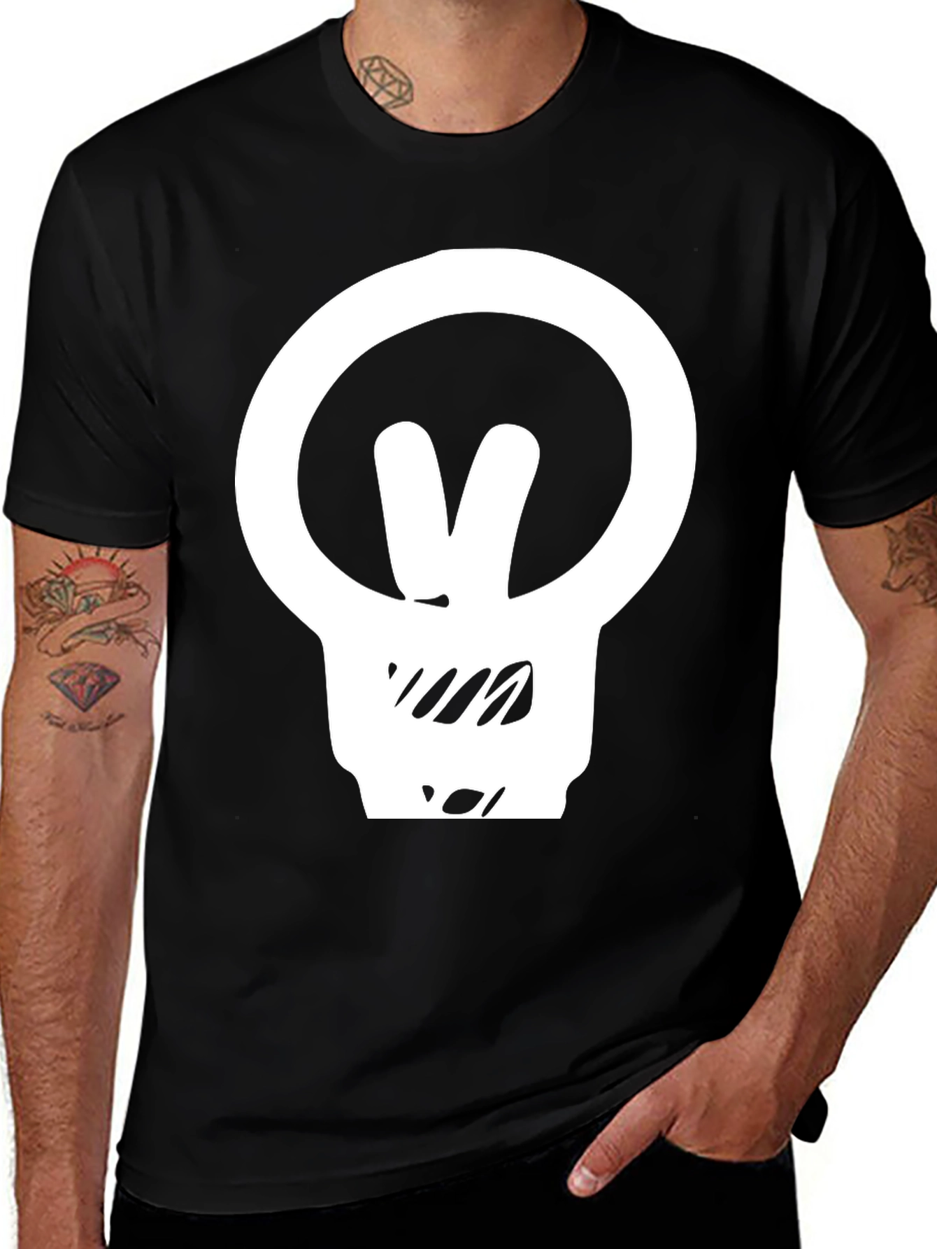 Modern Light Bulb Graphic Tee - Black