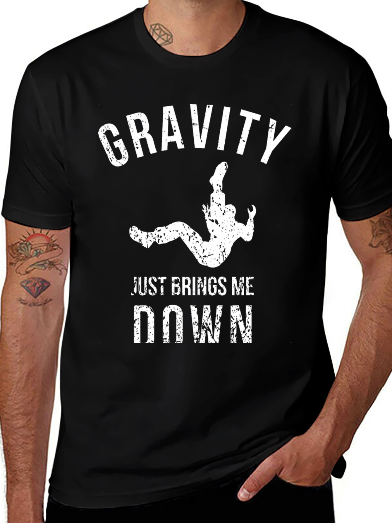 Variant 30 of Gravity Brings Me Down Tee - Black Cotton