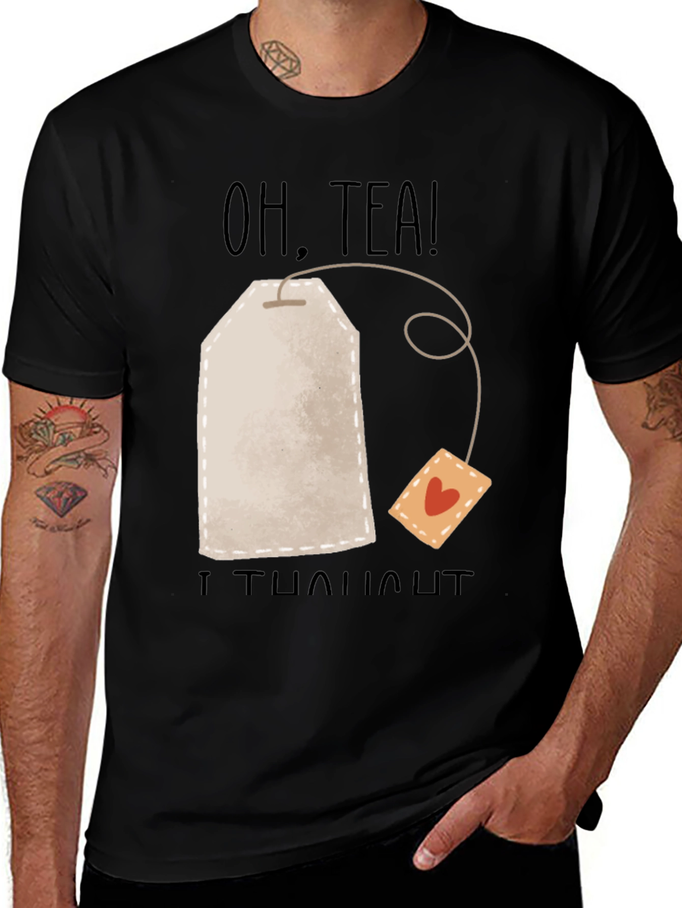 Variant 9 of Oh, Tea! Humor Graphic Tee - Black Cotton T-Shirt