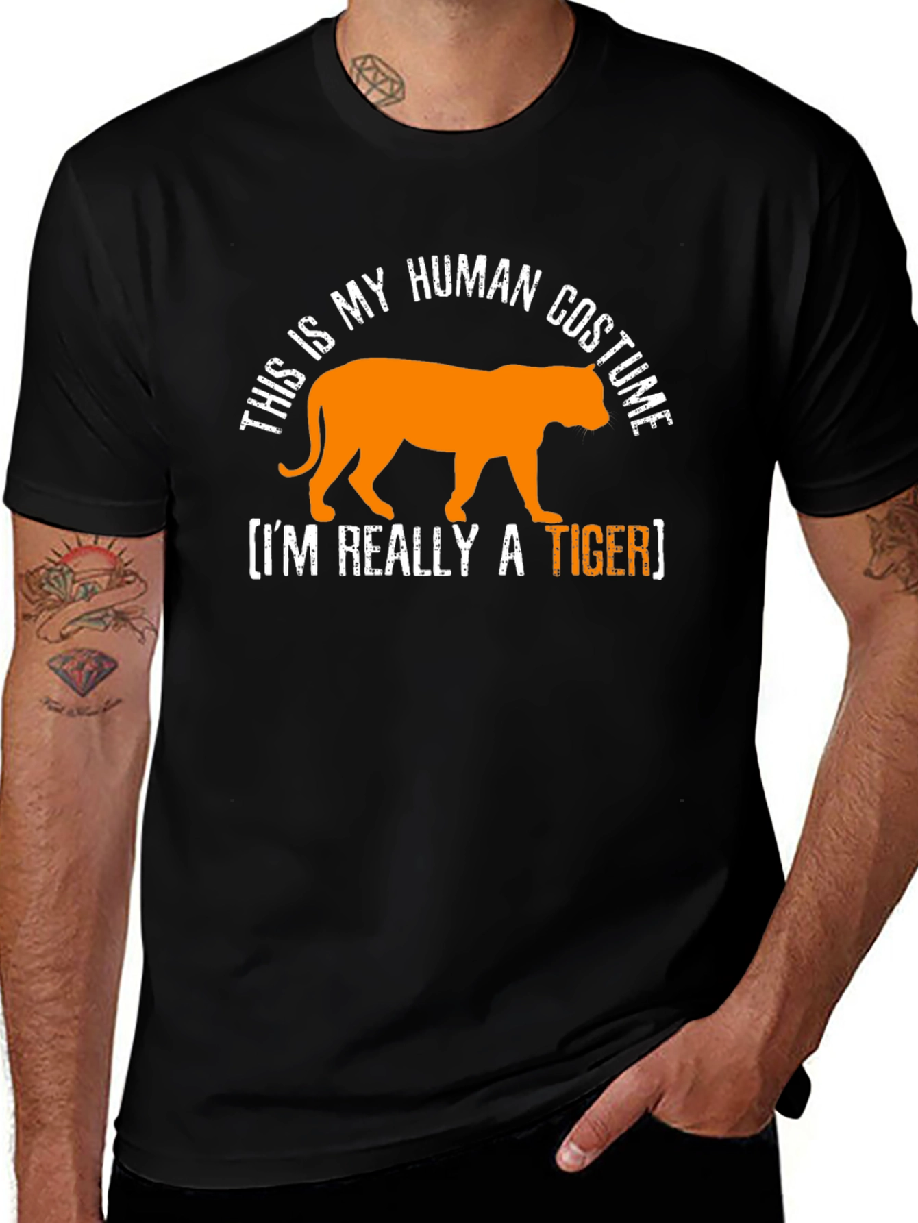 Variant 9 of Human Costume Funny Tiger Graphic Tee