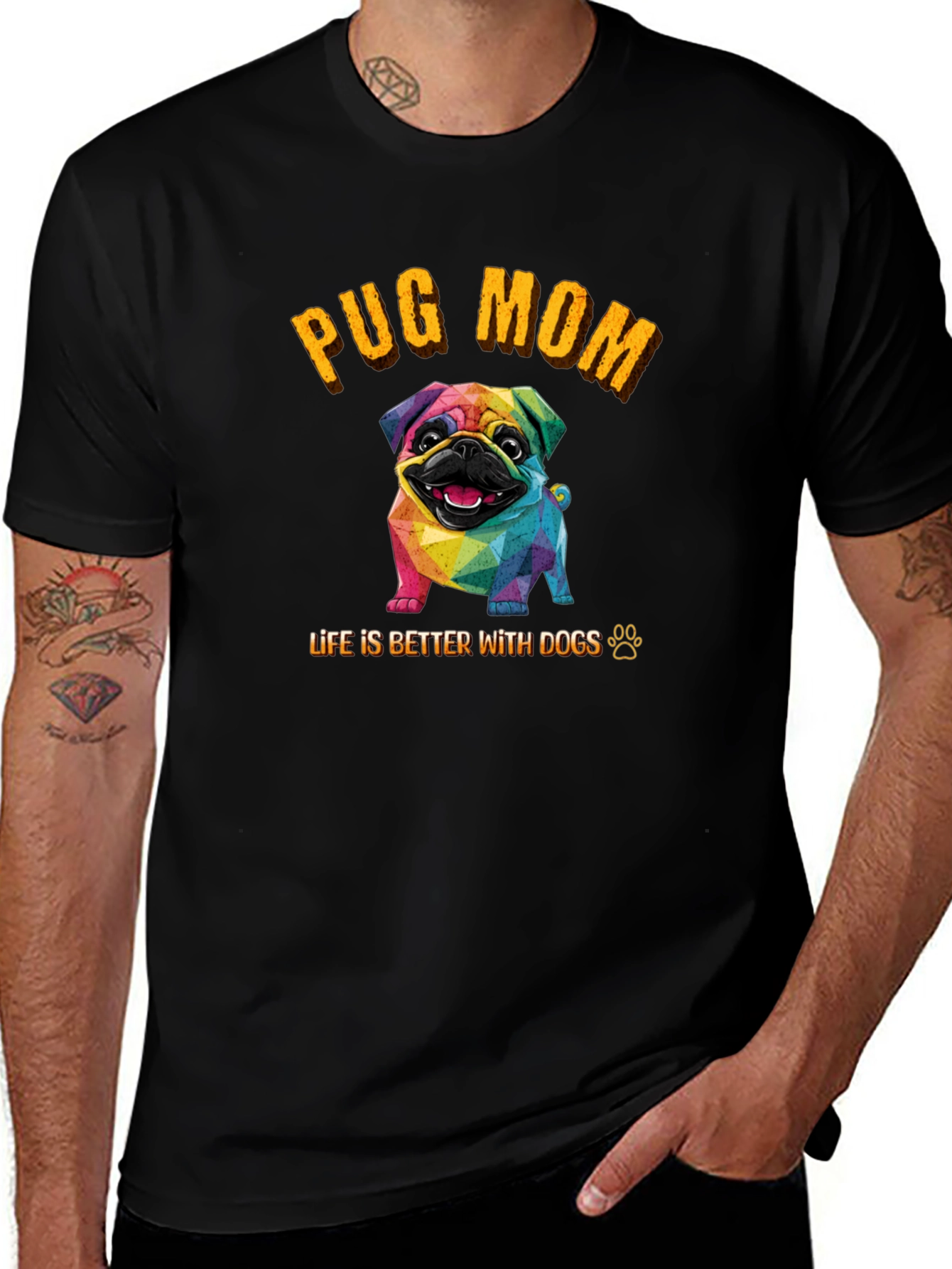 Variant 19 of Pug Mom Graphic T-Shirt - Dog Lover Tee