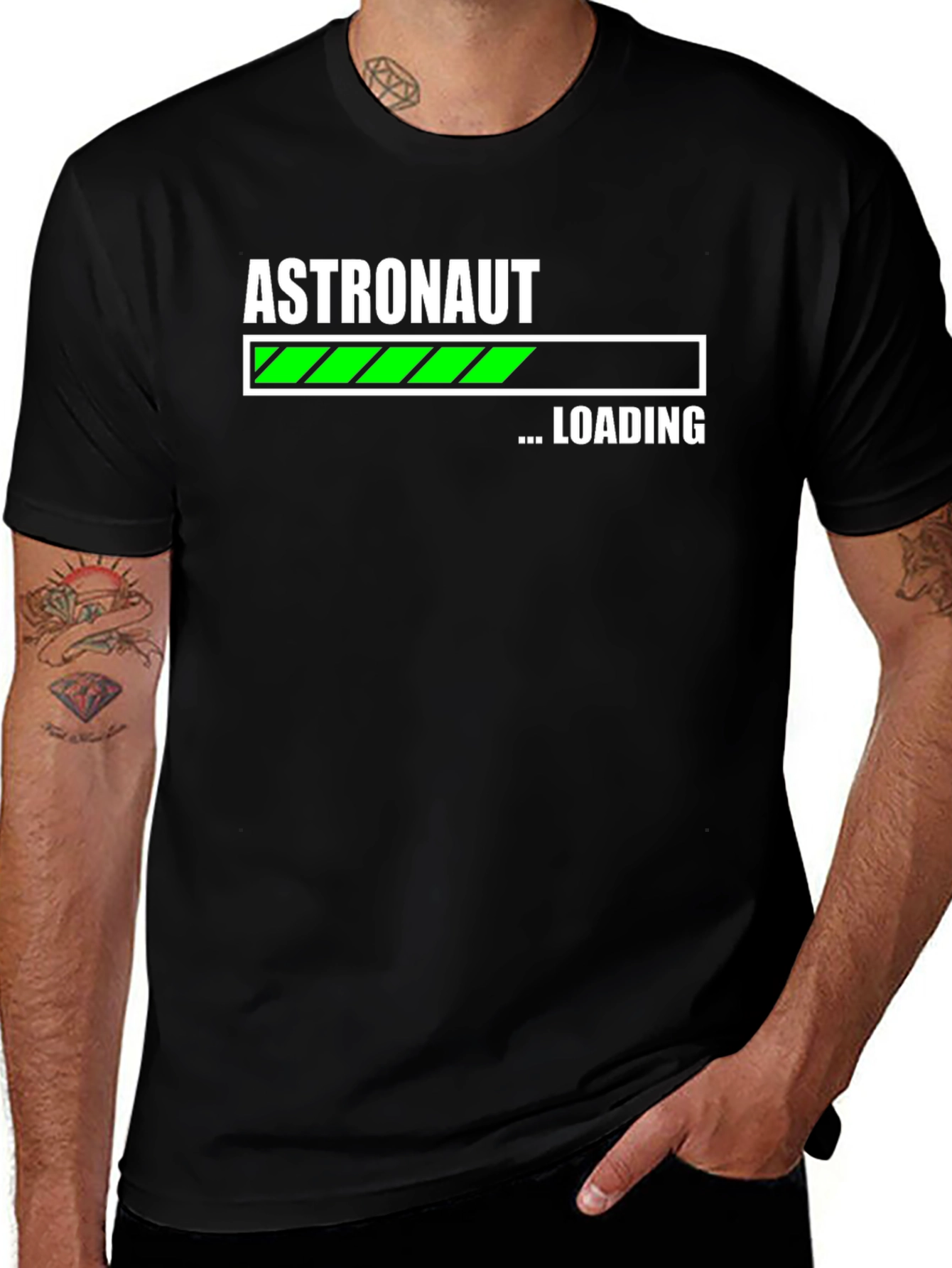 Variant 18 of Astronaut Loading Graphic Print Black T-Shirt