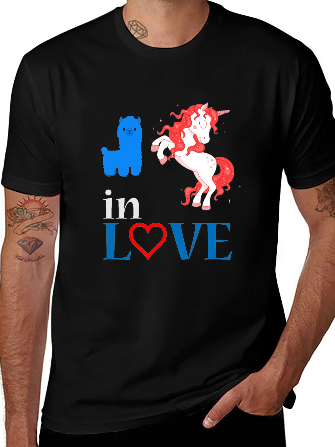 Variant 14 of In Love Alpaca Unicorn Graphic Tee