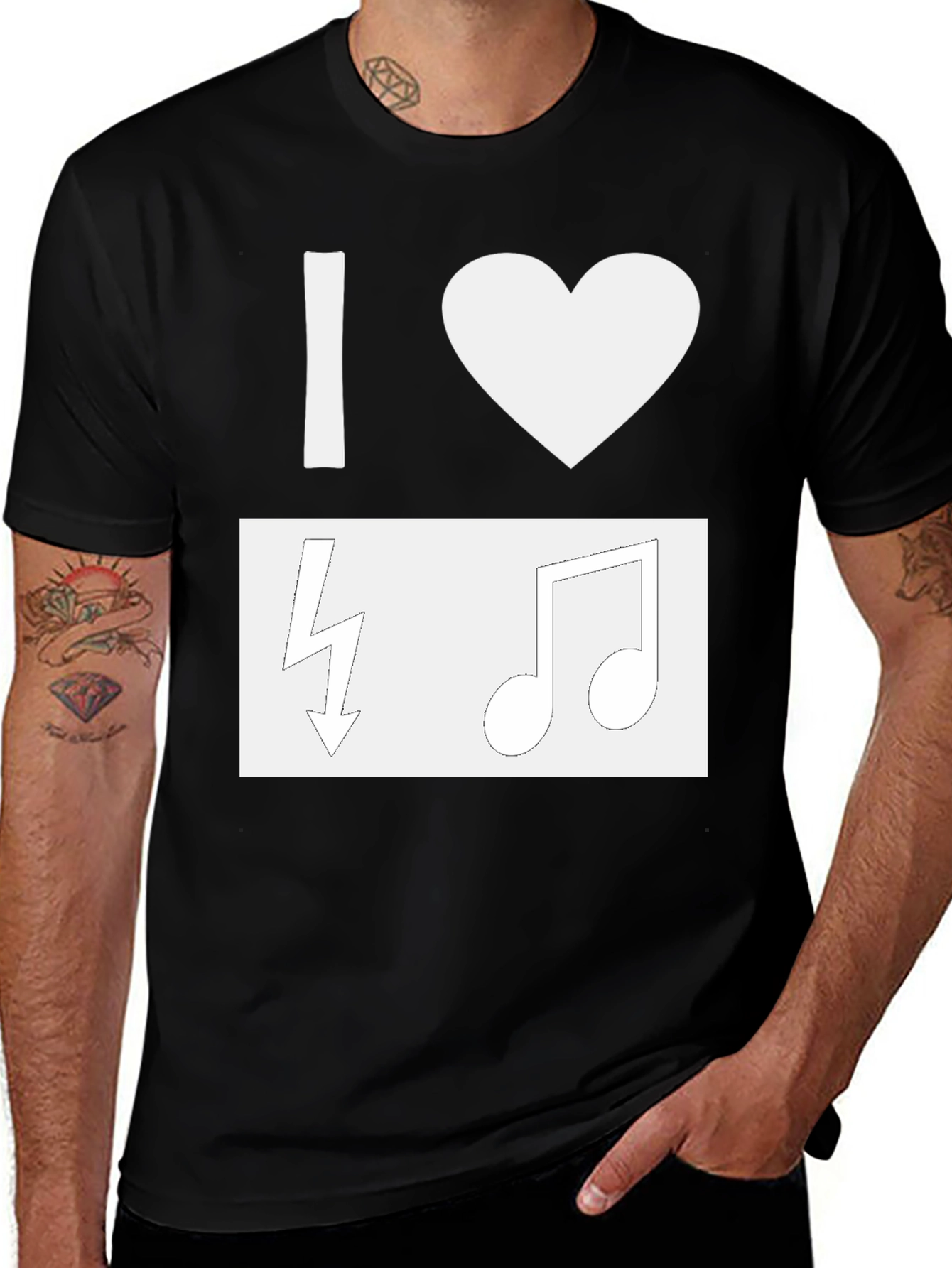 Variant 6 of I Love Electricity & Music Black T-Shirt