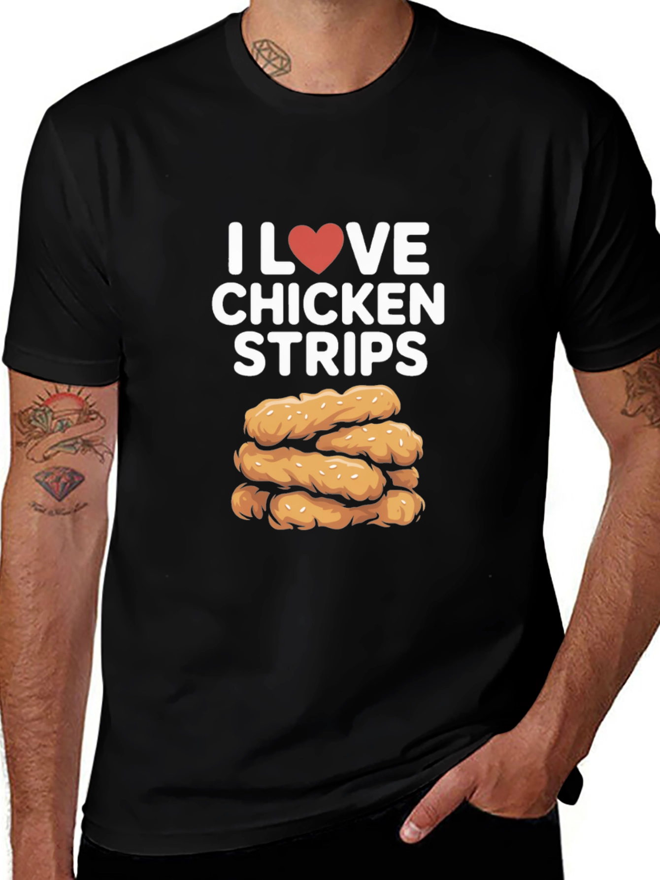 Black I Love Chicken Strips Black T-Shirt main image
