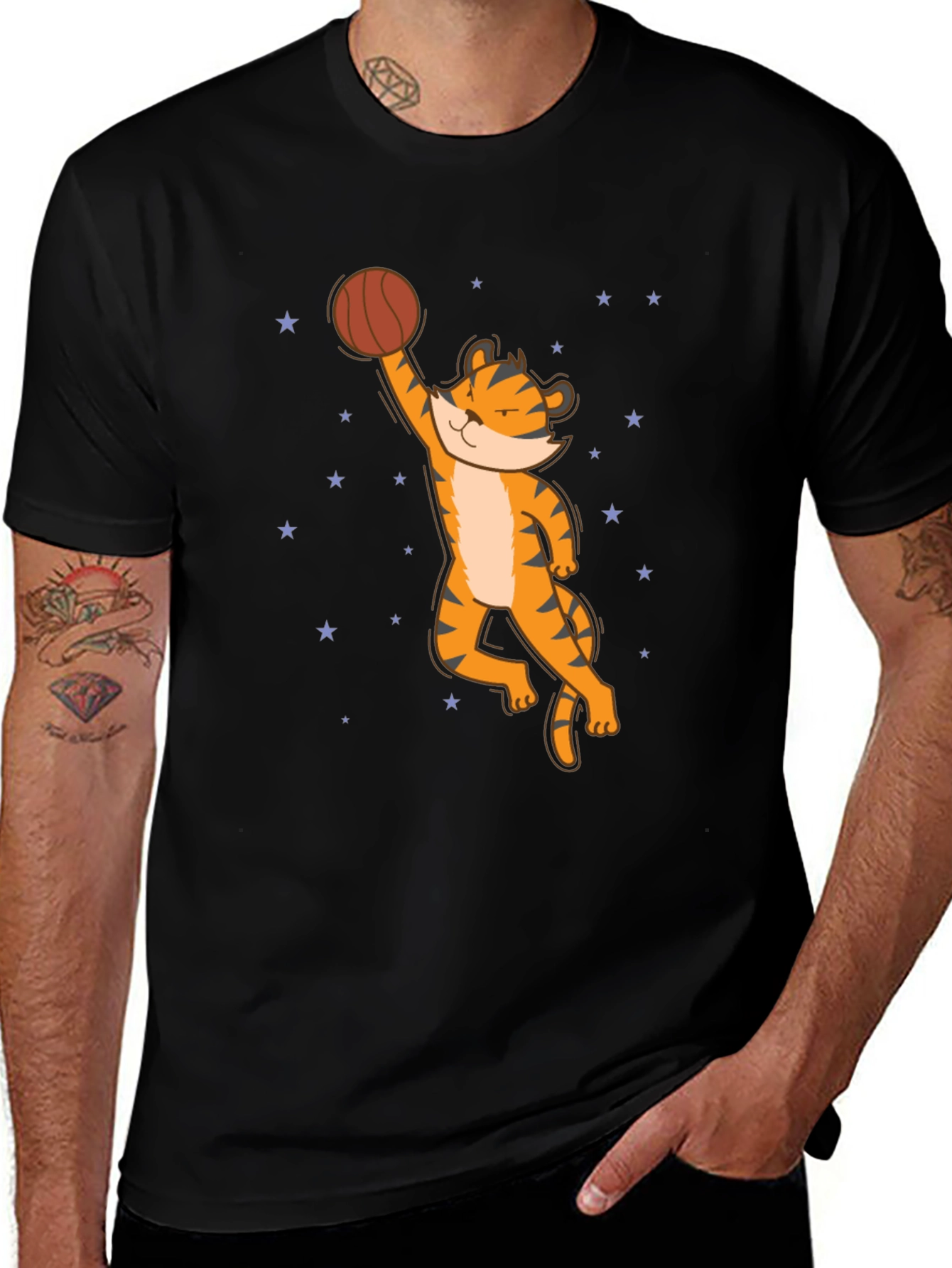 Variant 28 of Basketball Tiger Graphic Tee - Cool Animal Print Shirt