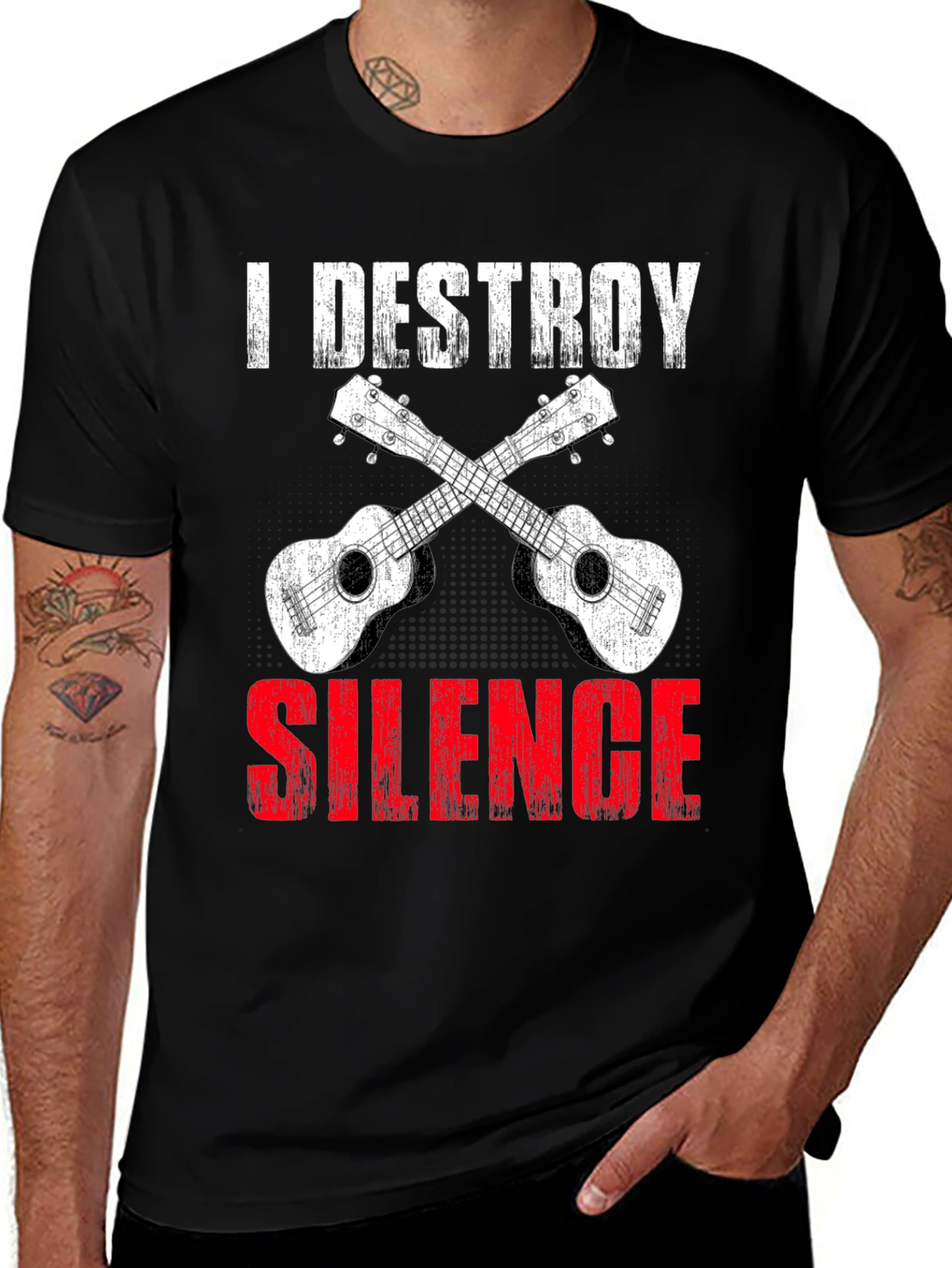 Variant 2 of I Destroy Silence Ukulele T-Shirt