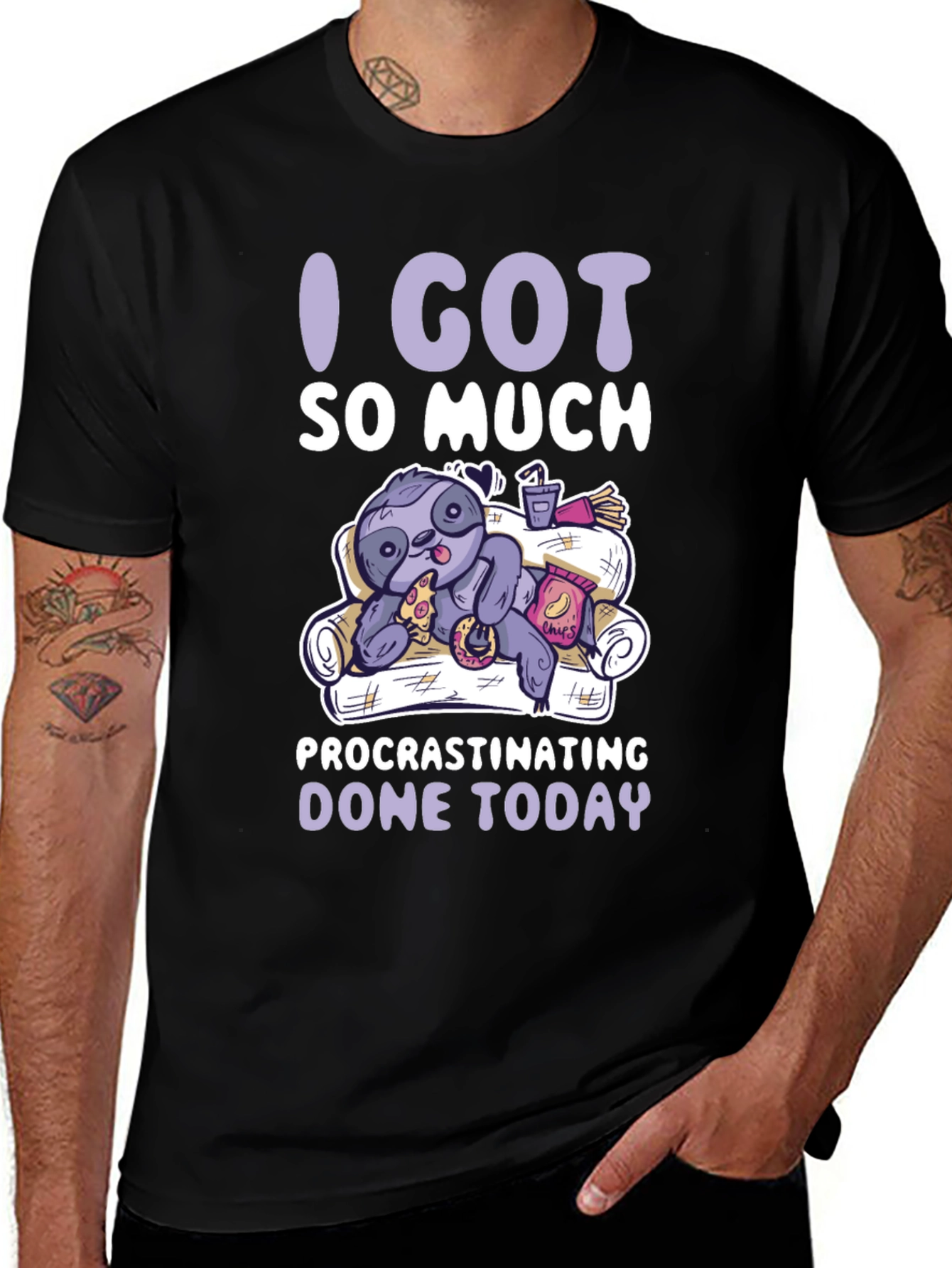 Variant 14 of Procrastinating Sloth Graphic T-Shirt - Lazy Day Comfort