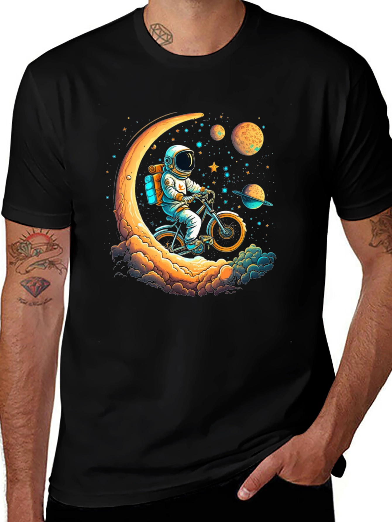 Variant 3 of Astronaut Moon Ride Graphic T-Shirt - Space Adventure Tee