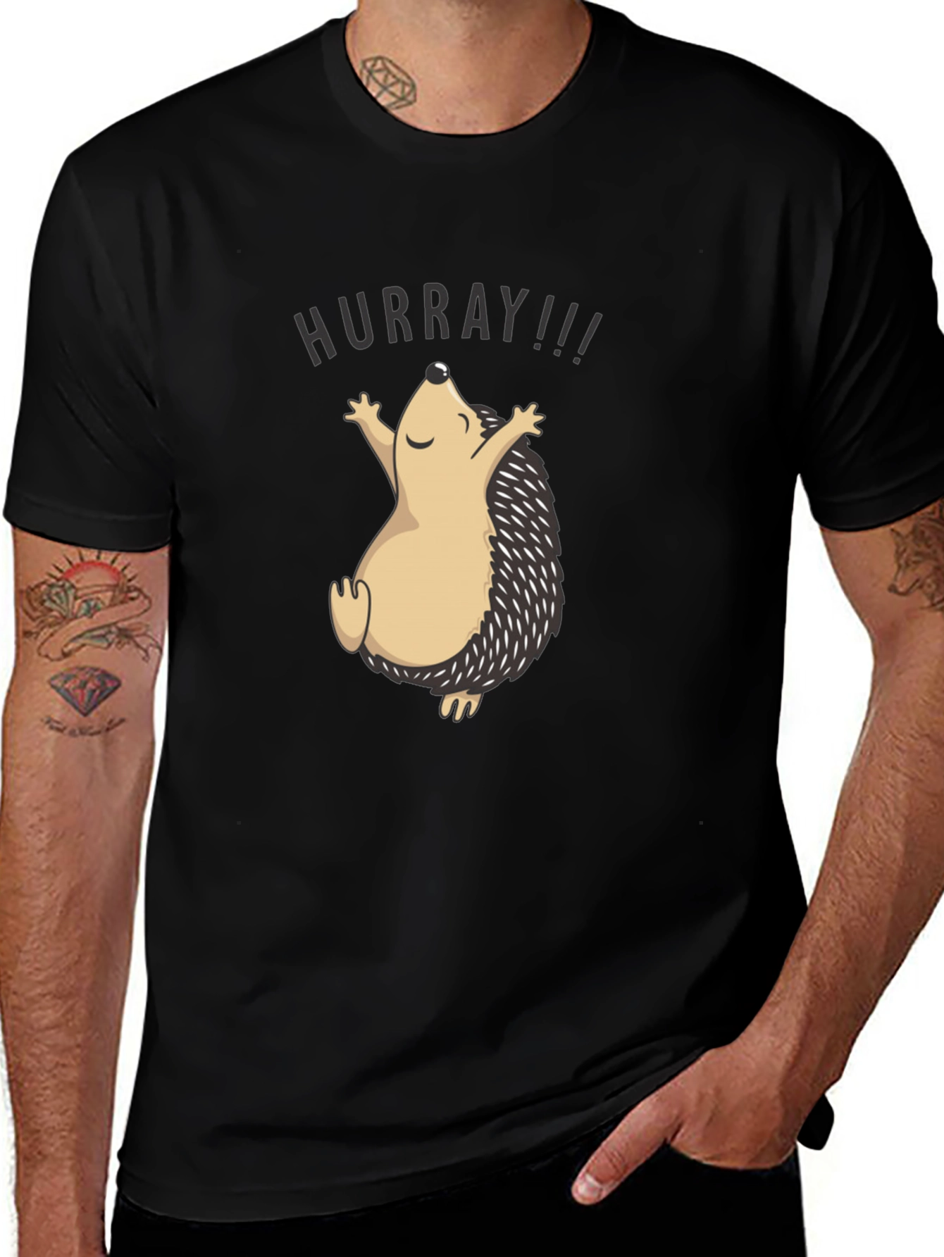 Variant 11 of HURRAY Hedgehog T-Shirt - Unisex Black Tee