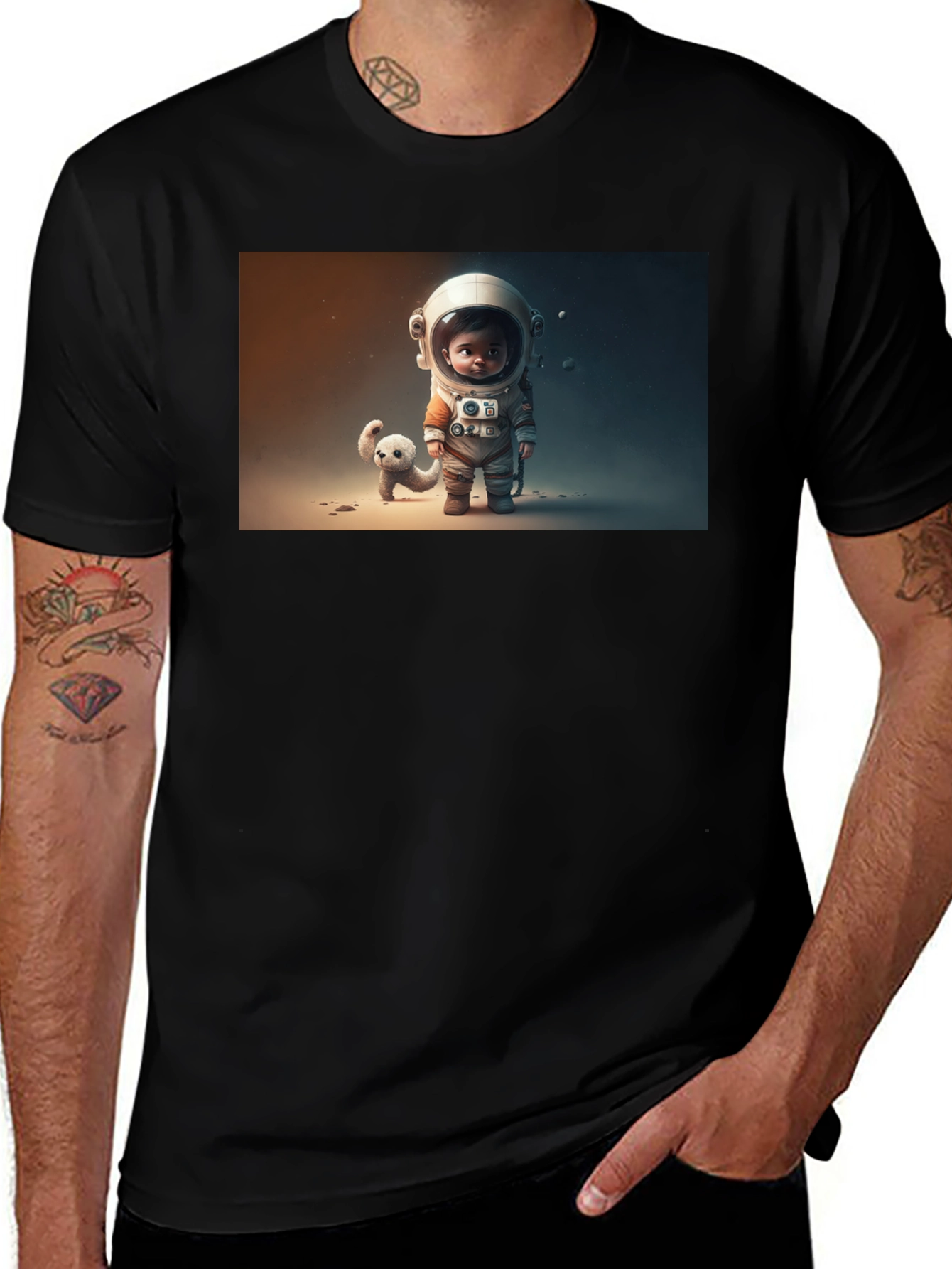 Variant 21 of Astronaut & Friend Graphic Tee - Black